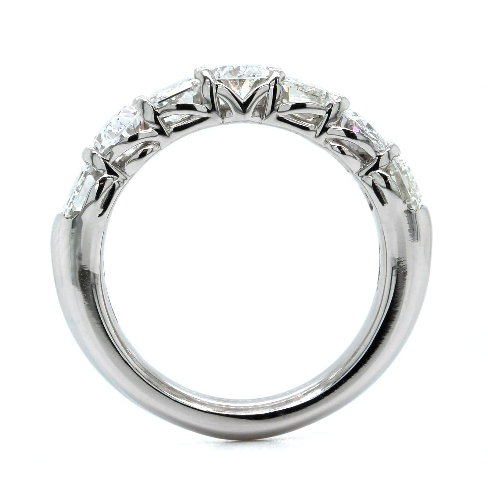 Platinum 7 Stone Oval and Emerald Cut Diamond Band - Image 3