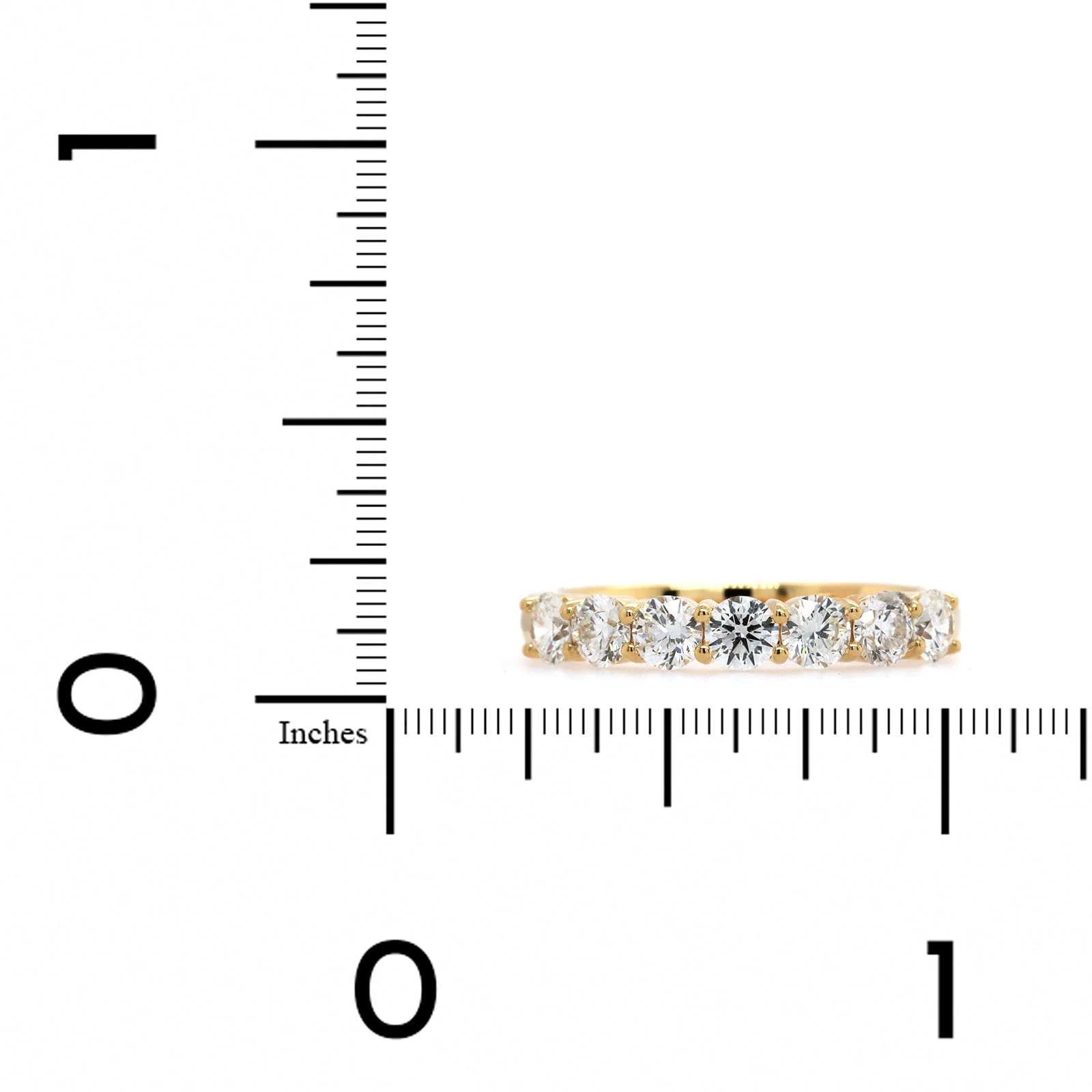 18K Yellow Gold Handmade Shared Prong Diamond Band - Image 4
