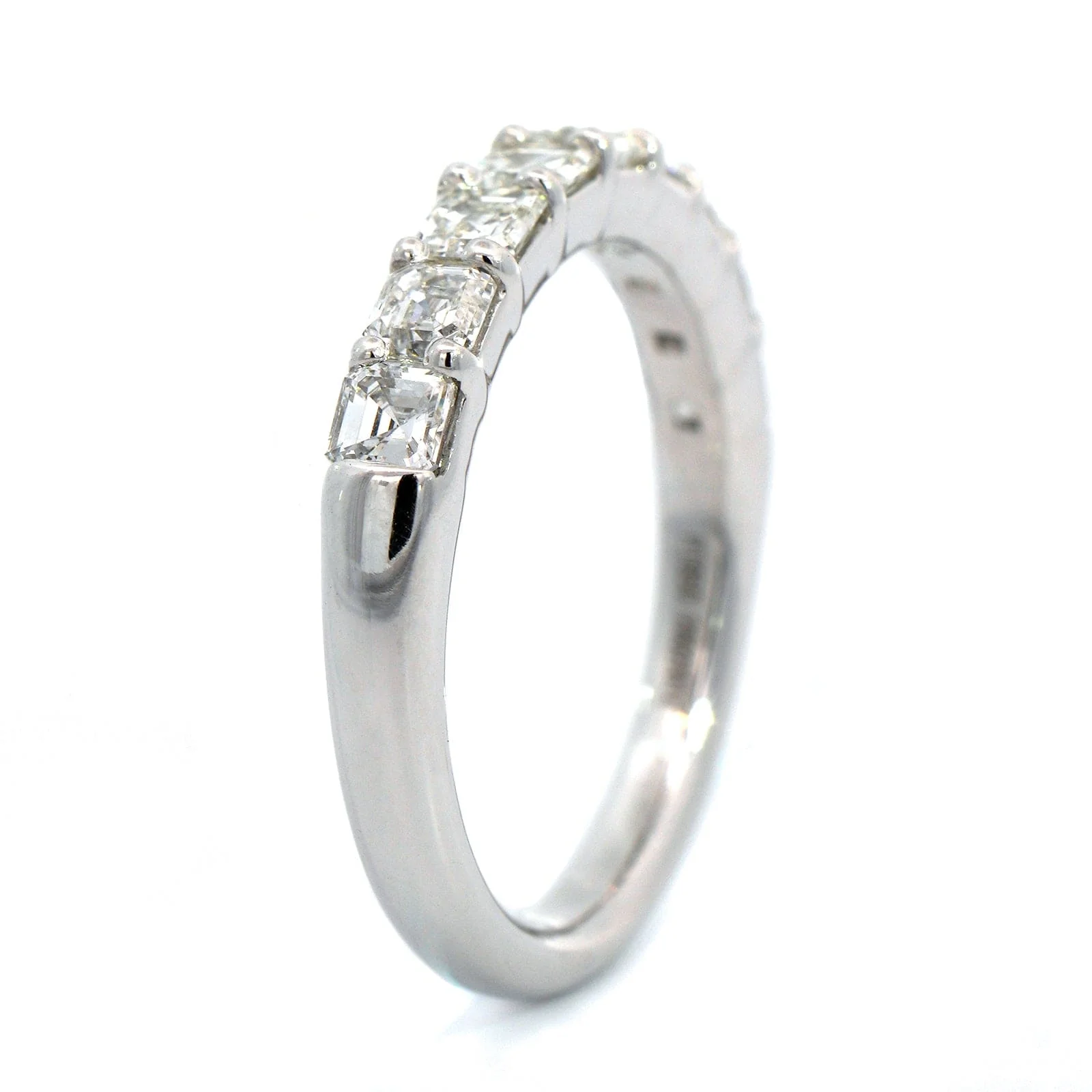 Platinum Shared Prong Emerald Cut Diamond Band - Image 2