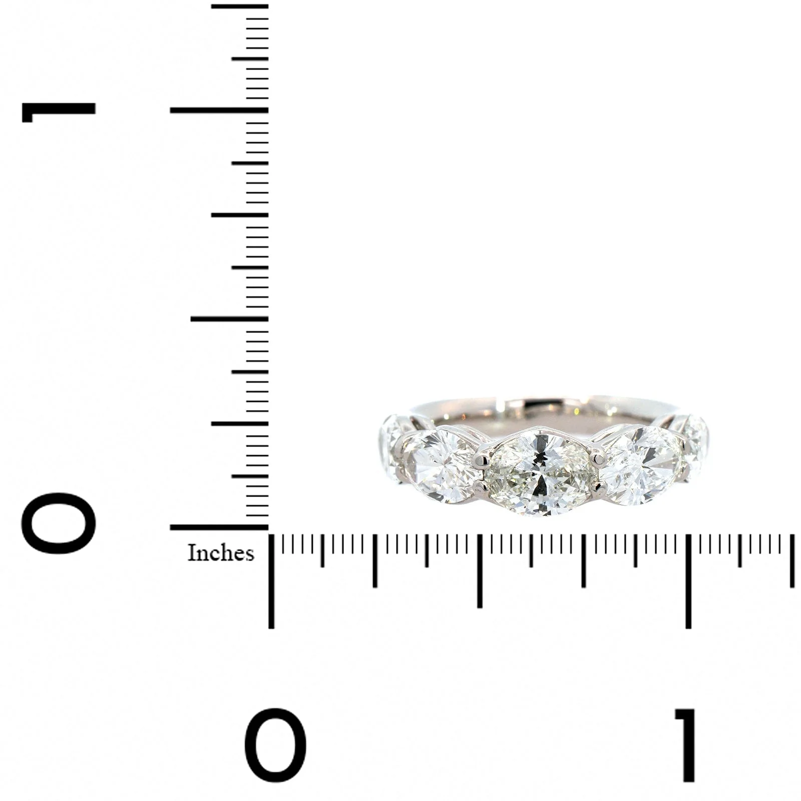 Platinum Shared Prong Oval Cut Graduating Diamond Band - Image 4