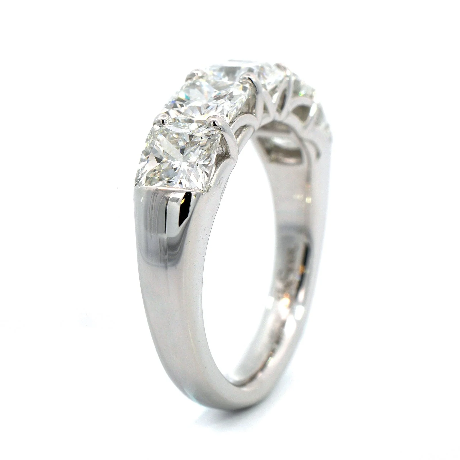 Platinum Shared Prong Cushion Cut Diamond Band - Image 2