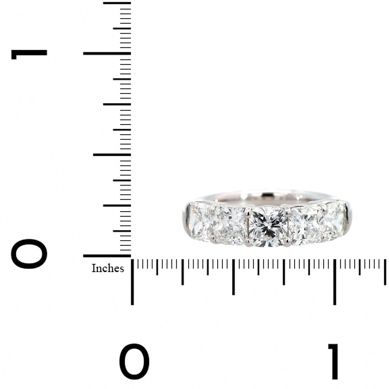 Platinum Shared Prong Cushion Cut Diamond Band - Image 4