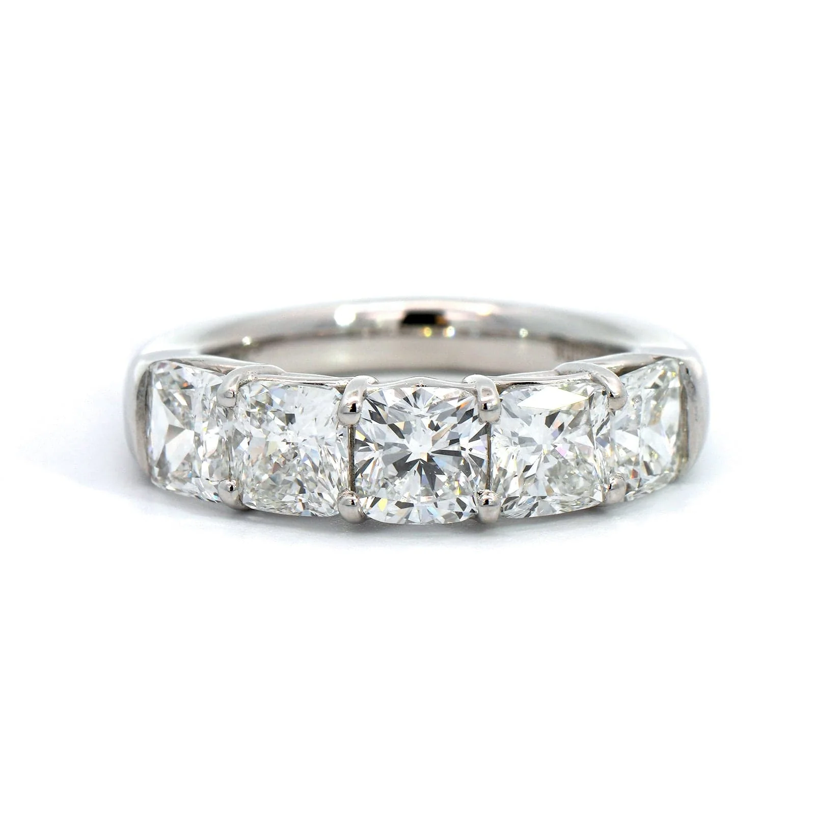 Platinum Shared Prong Cushion Cut Diamond Band - Image 5