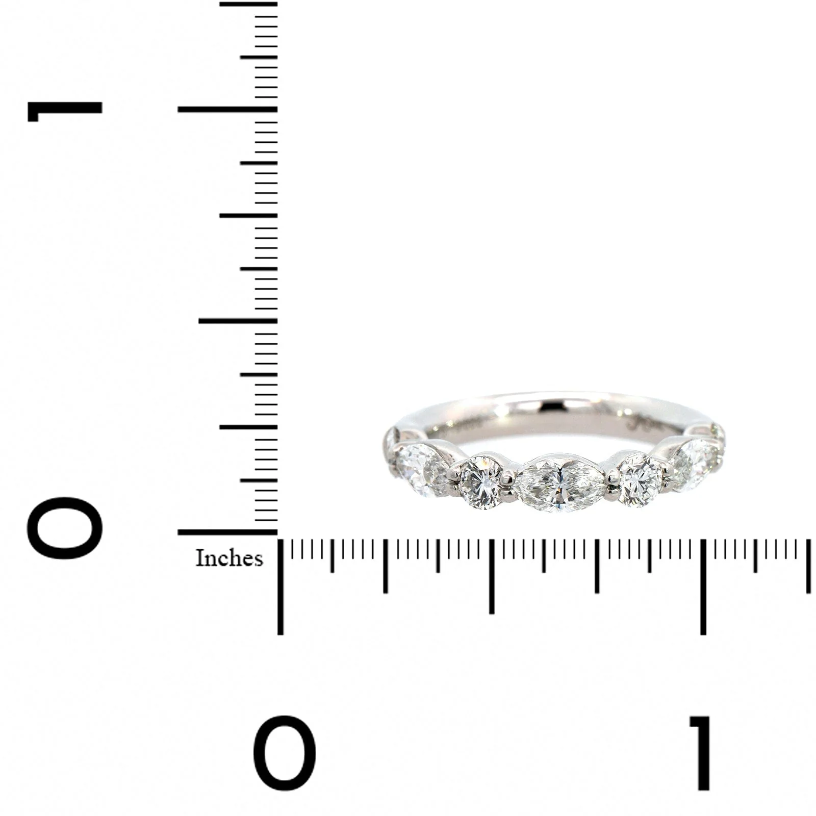 Platinum Shared Prong Alternating Round & Marquise Diamond Band - Image 4