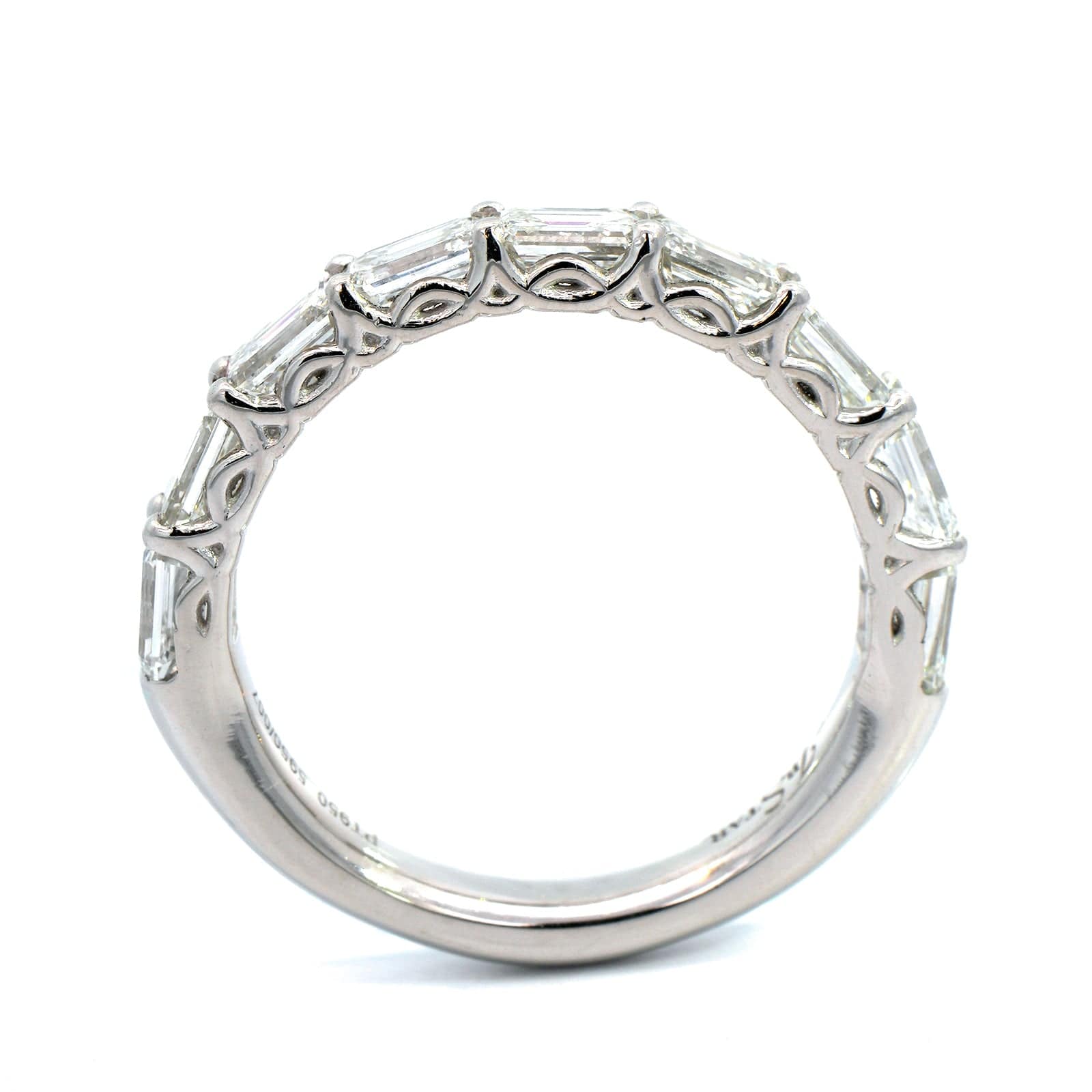 Platinum Shared Prong Emerald Cut Diamond Band - Image 3