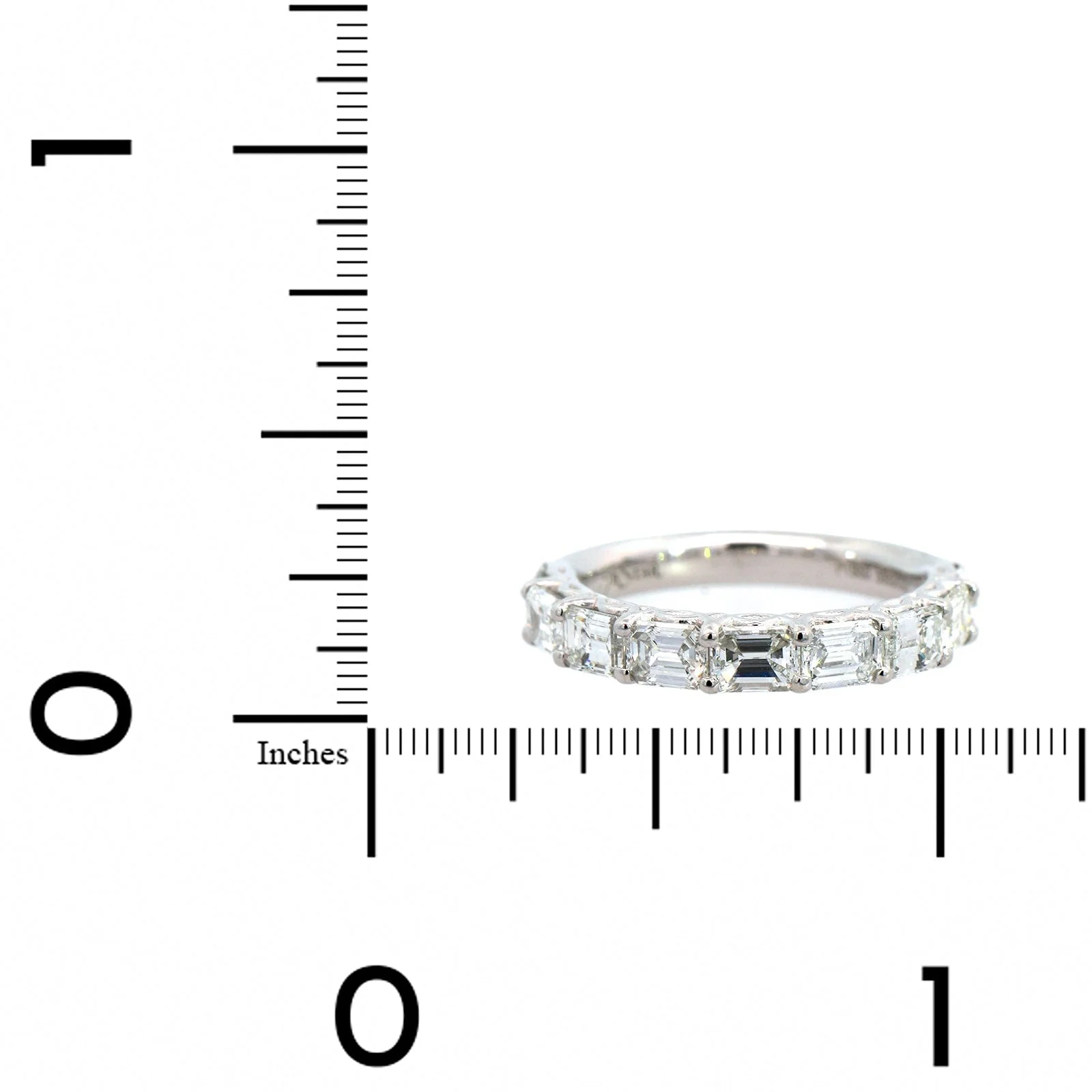 Platinum Shared Prong Emerald Cut Diamond Band - Image 4