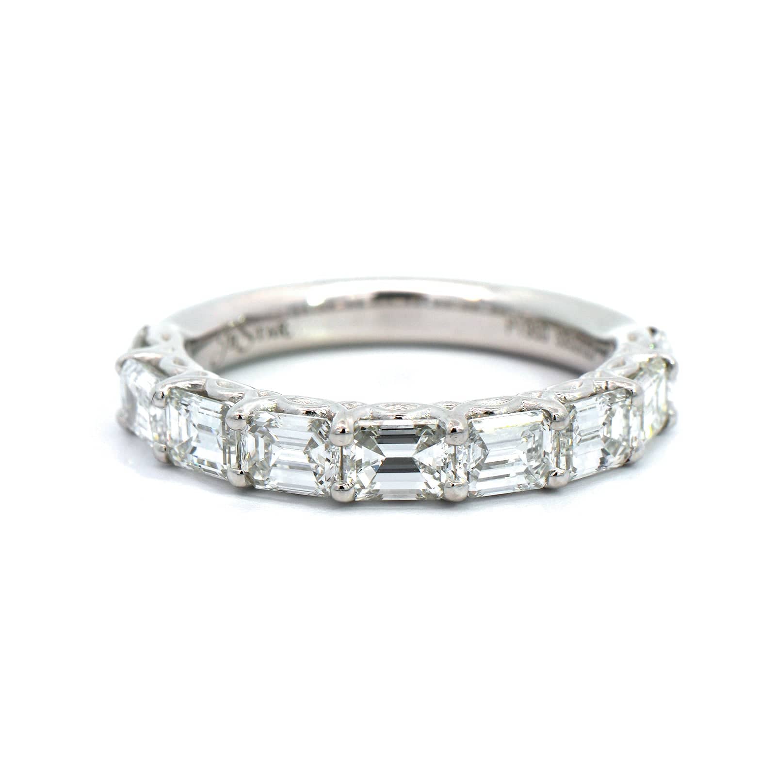 Platinum Shared Prong Emerald Cut Diamond Band - Image 5