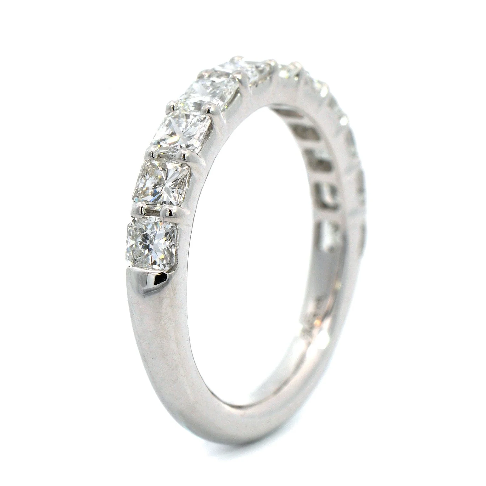 Platinum Shared Prong Radiant Cut Diamond Band - Image 2