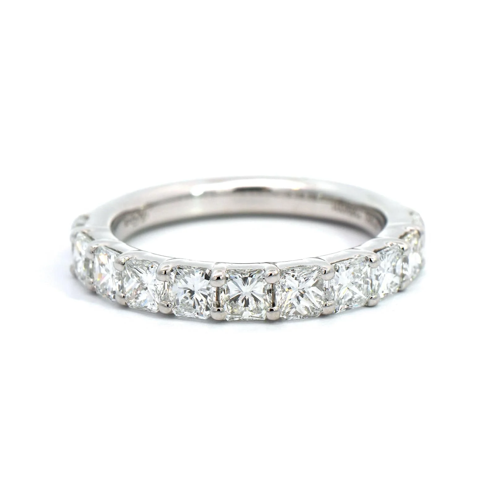 Platinum Shared Prong Radiant Cut Diamond Band - Image 5