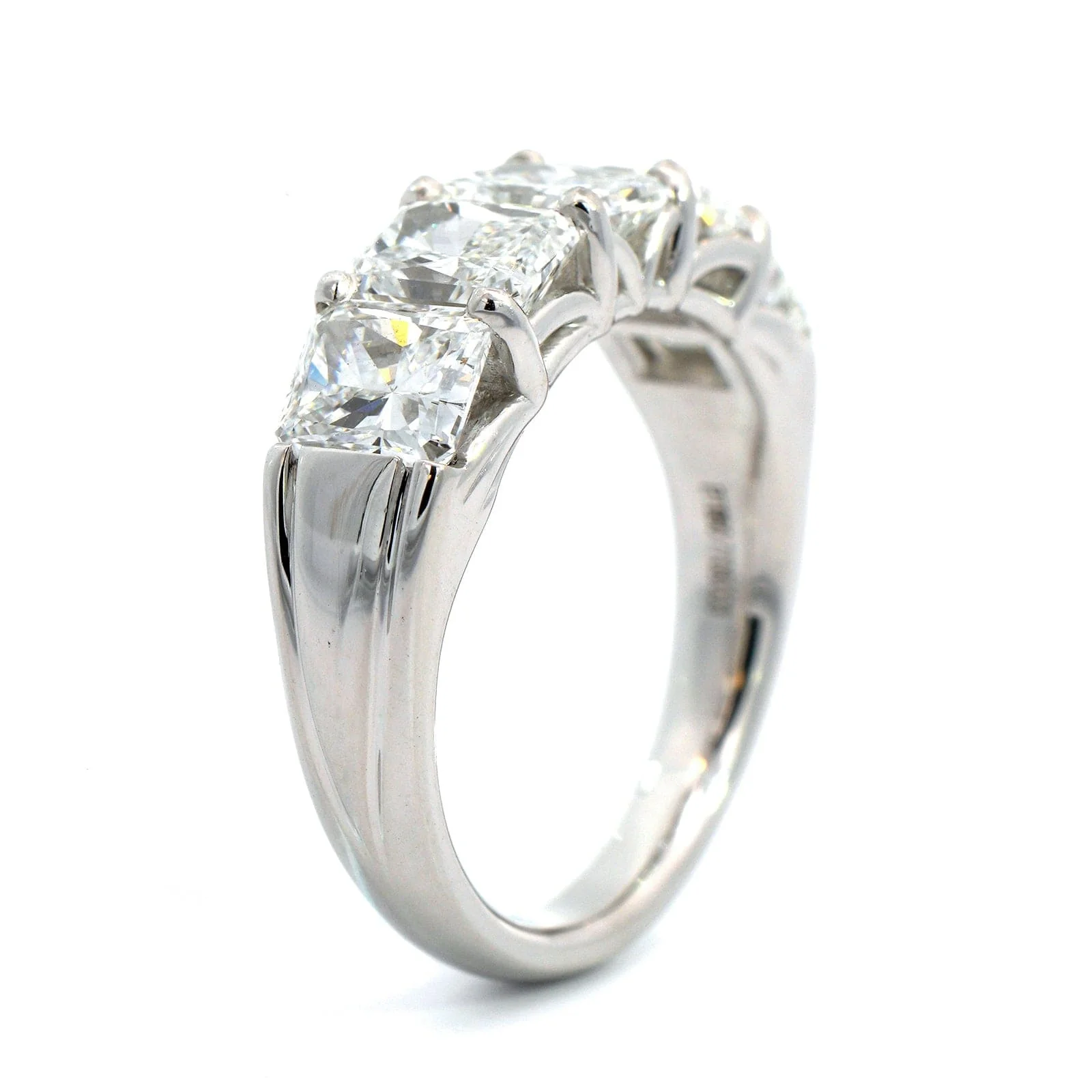 Platinum Shared Prong Radiant Cut Diamond Band - Image 2