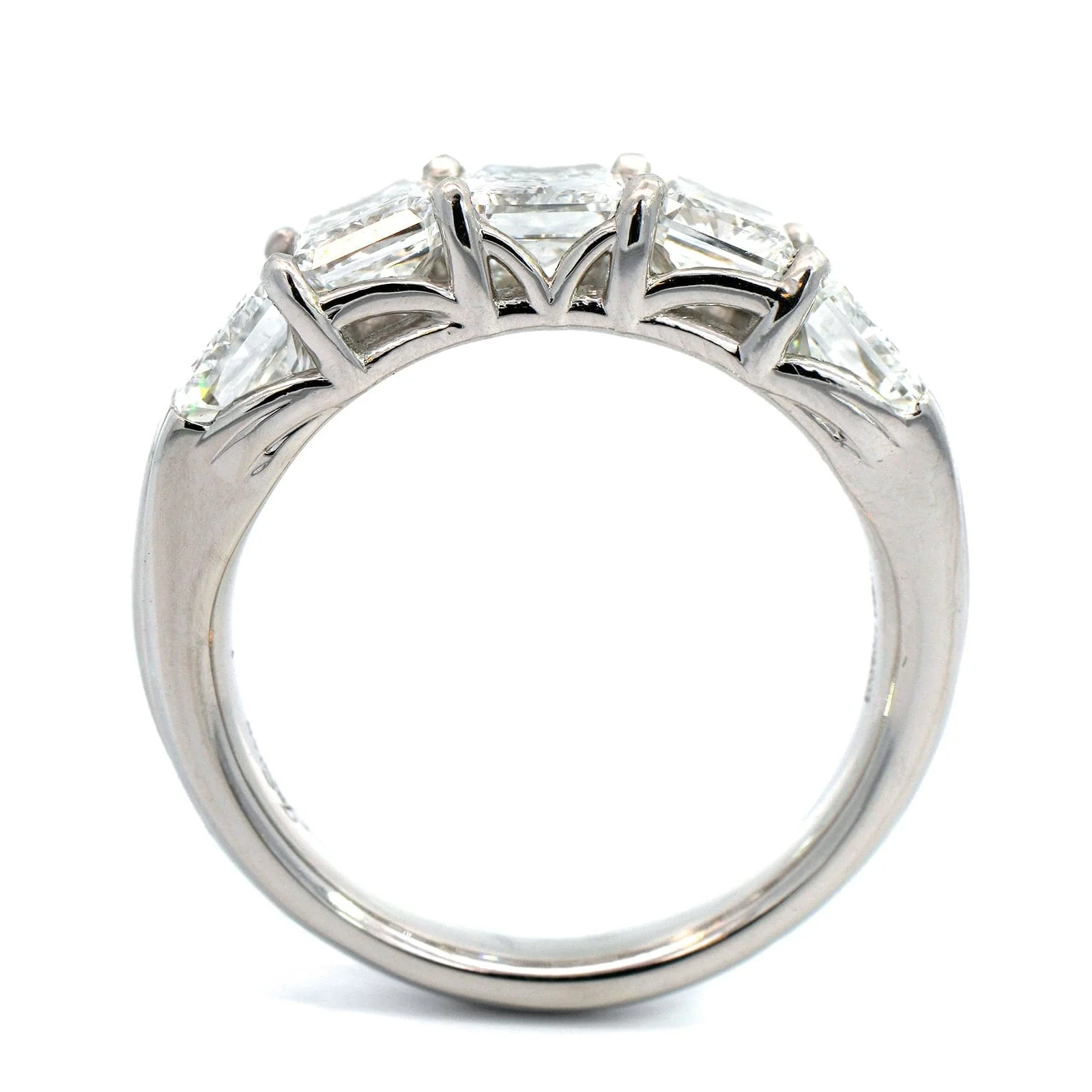 Platinum Shared Prong Radiant Cut Diamond Band - Image 3