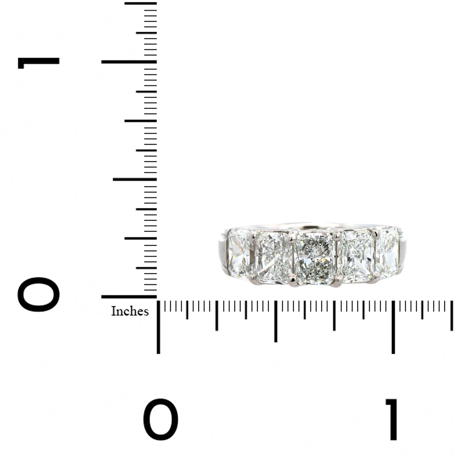 Platinum Shared Prong Radiant Cut Diamond Band - Image 4
