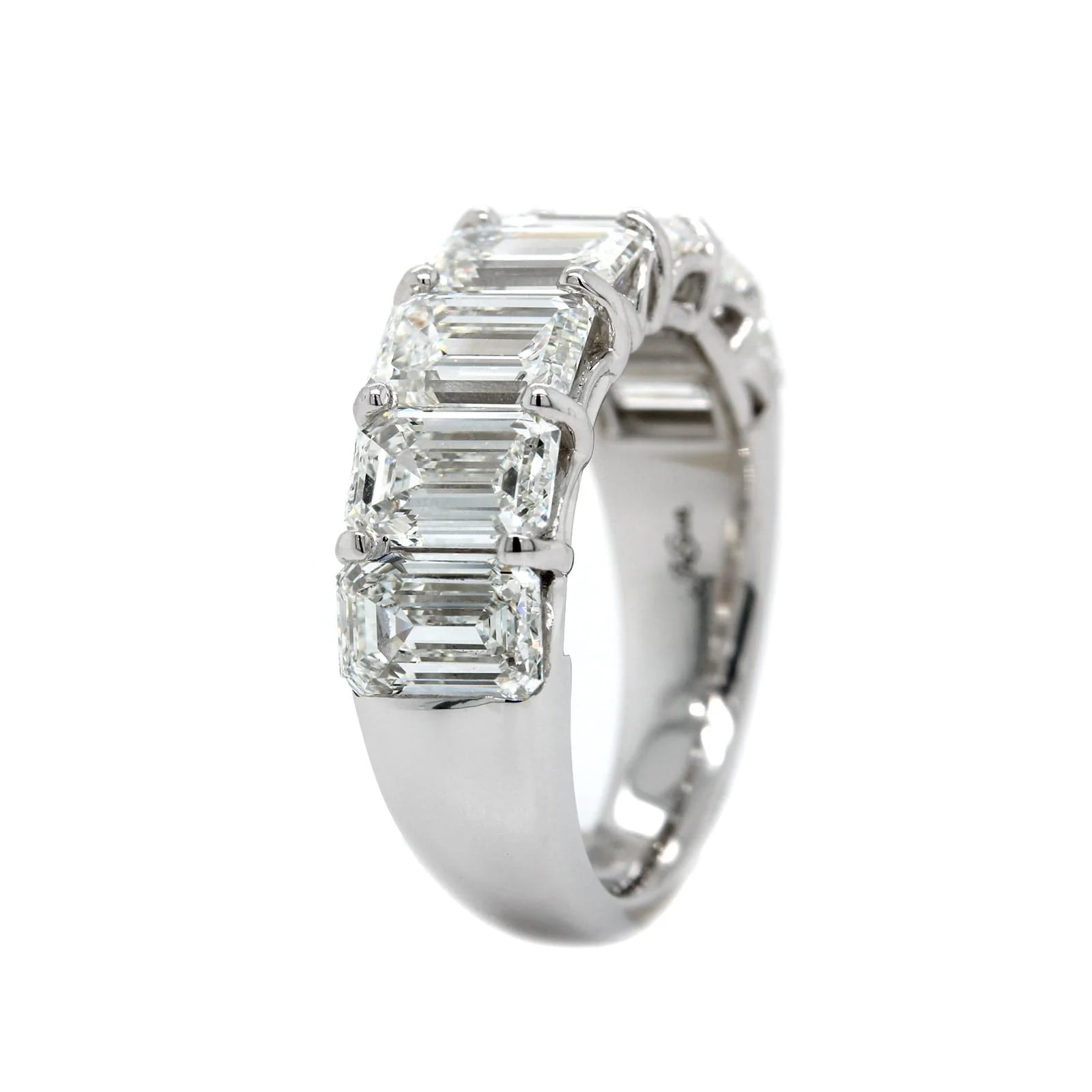 Platinum 7 Stone Emerald Cut Diamond Band - Image 2