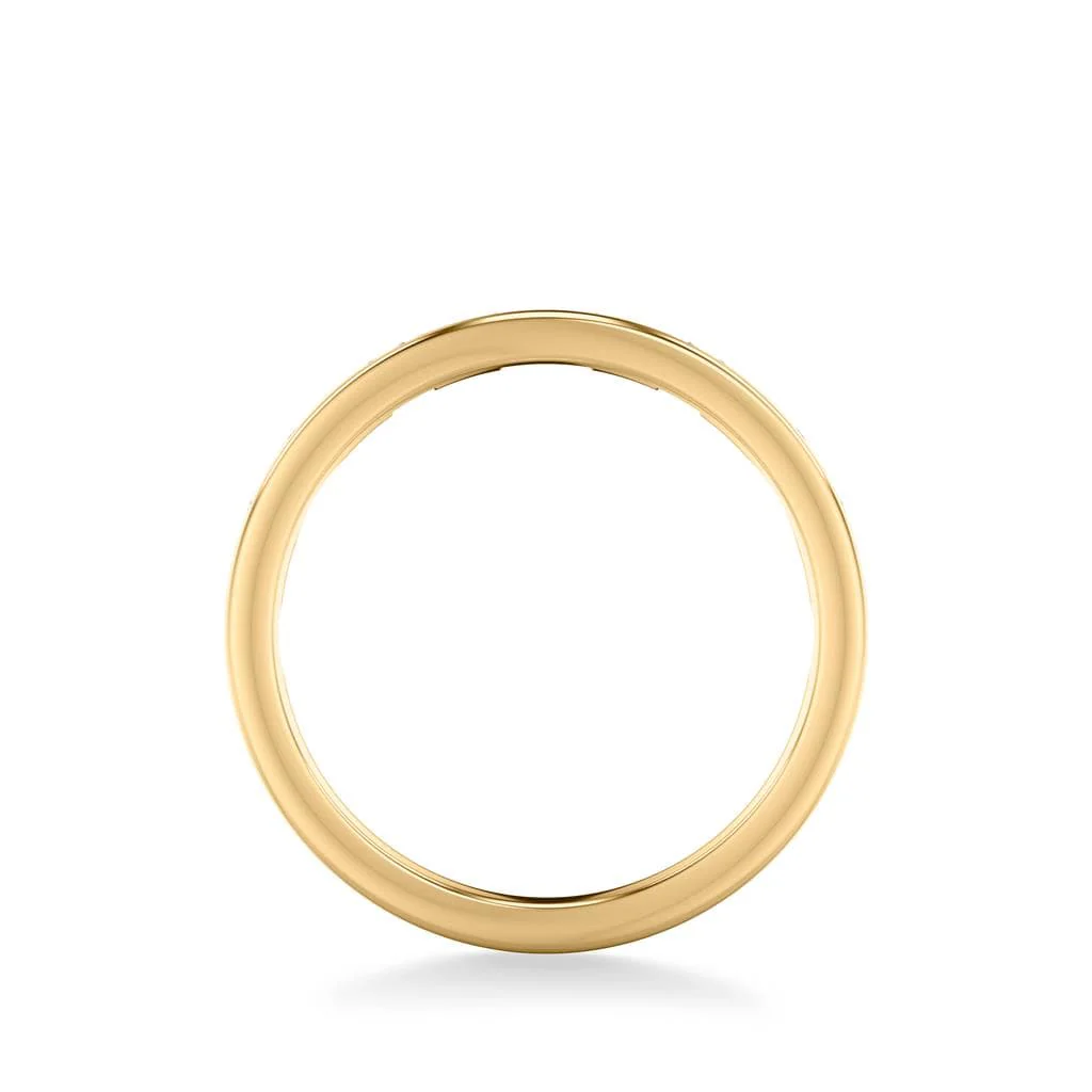 18K Yellow Gold Burnished Set Diamond Band - Image 2