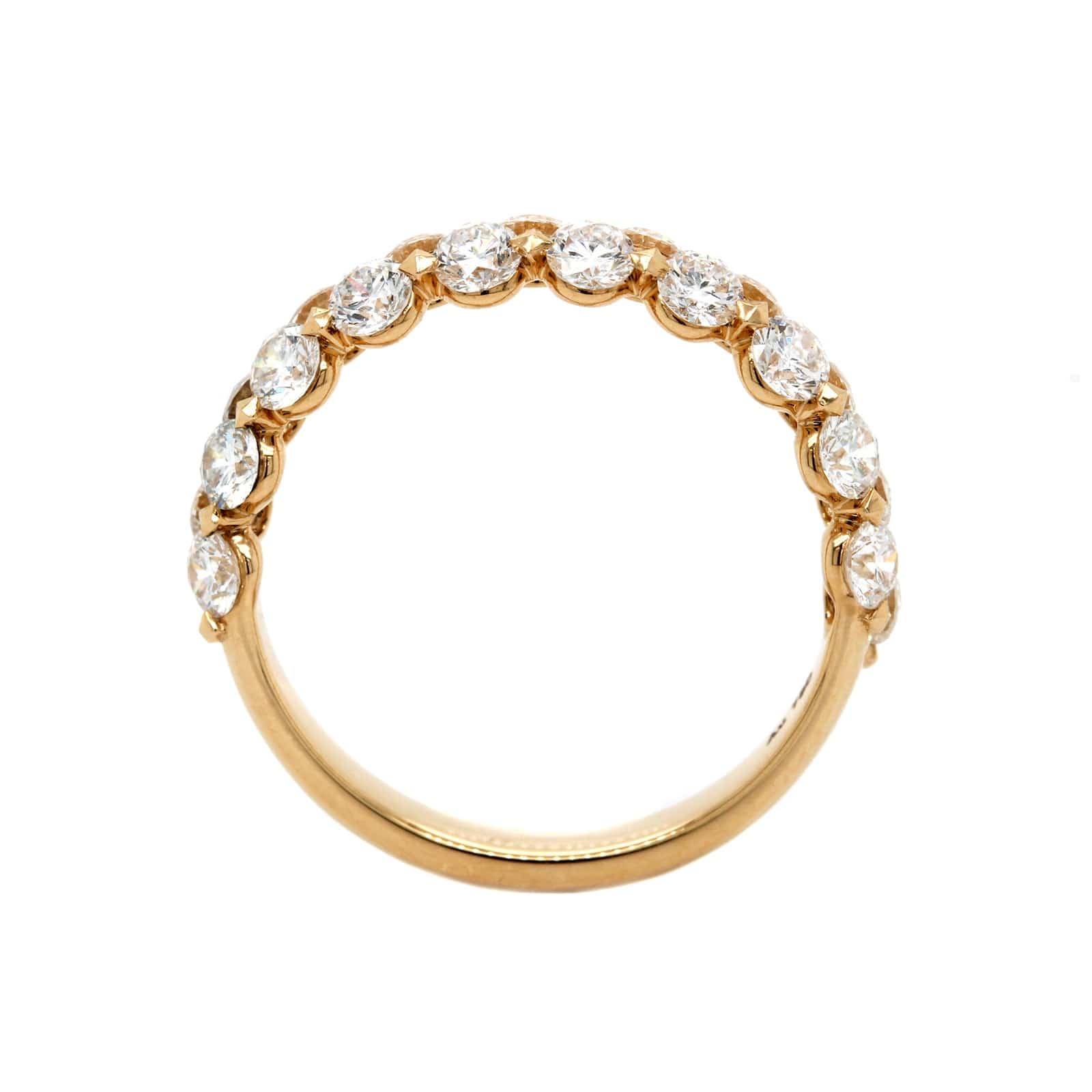 18K Yellow Gold Shared Prong 2 Row Diamond Band - Image 3