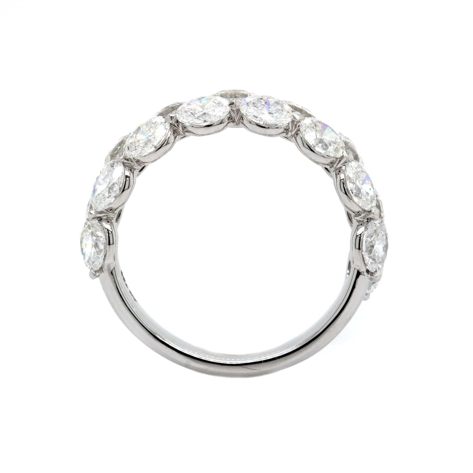 18K White Gold Shared Prong 2 Row Diamond Band - Image 3