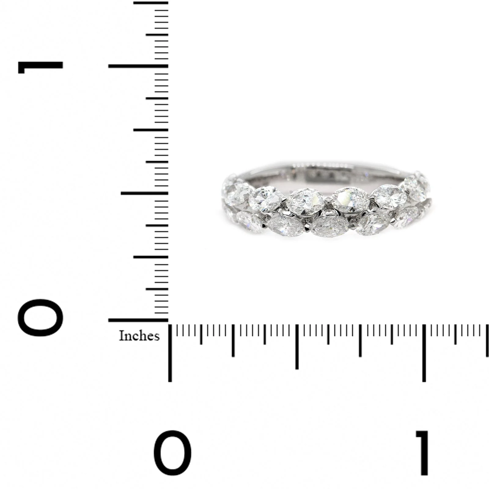 18K White Gold Shared Prong 2 Row Diamond Band - Image 4