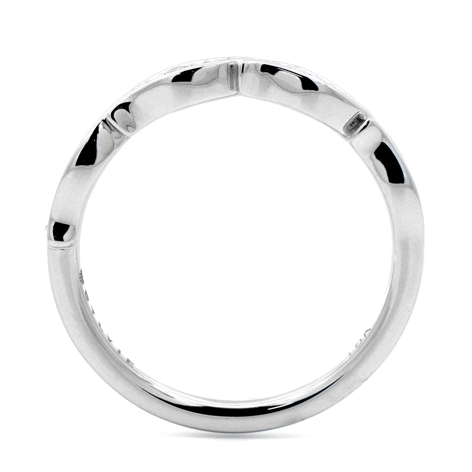 18K White Gold Wave Style Diamond Wedding Ring - Image 3