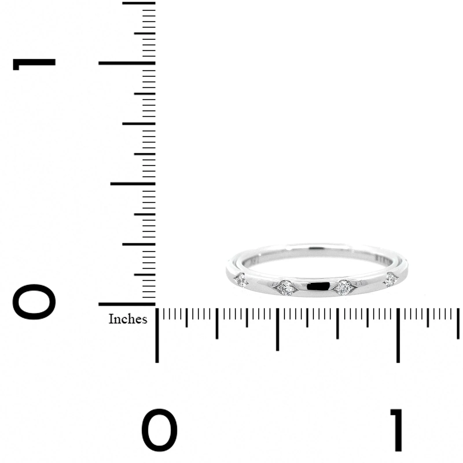 18K White Gold Burnished Set Round Diamond Wedding Ring - Image 4