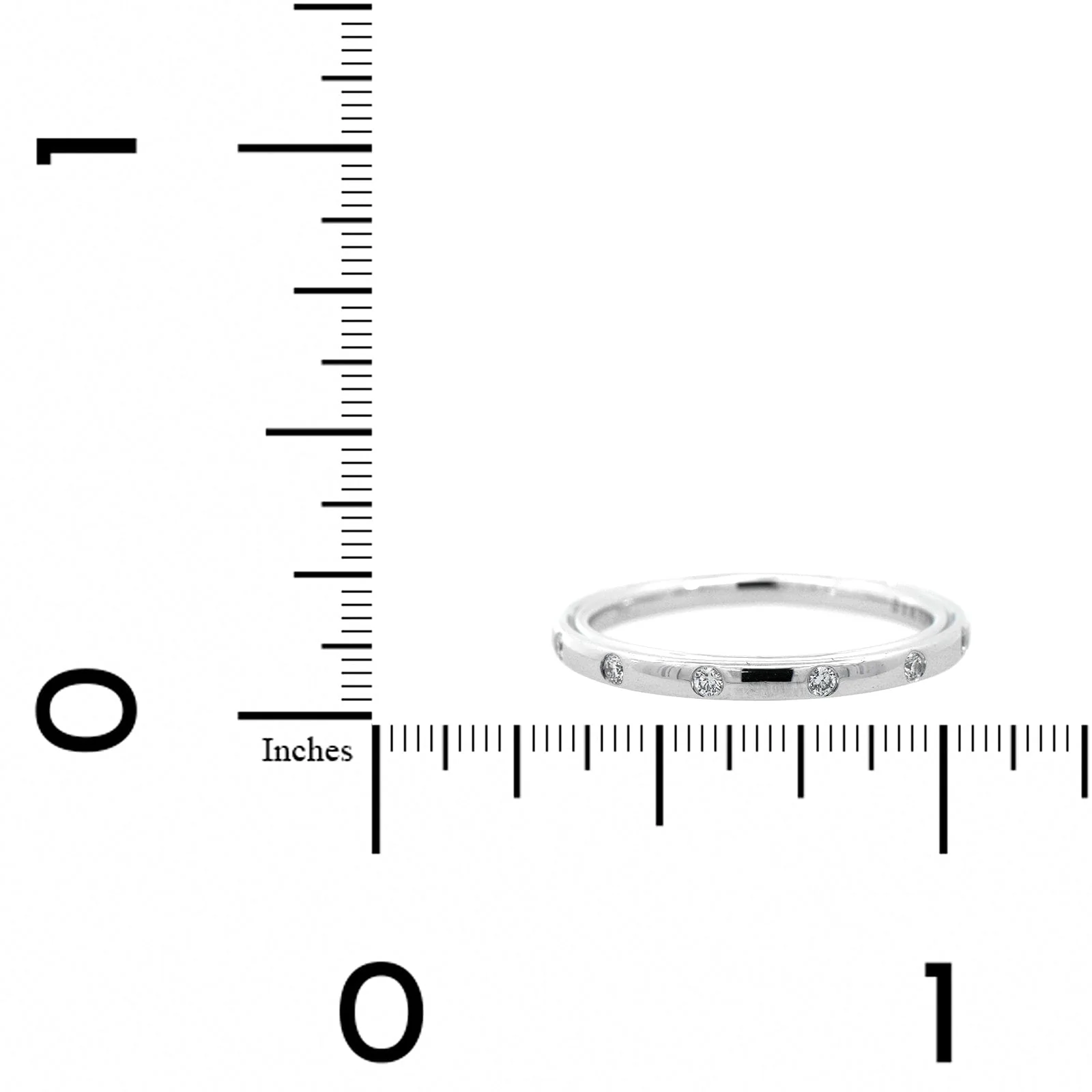 18K White Gold Burnished Set Round Diamond Wedding Ring - Image 4