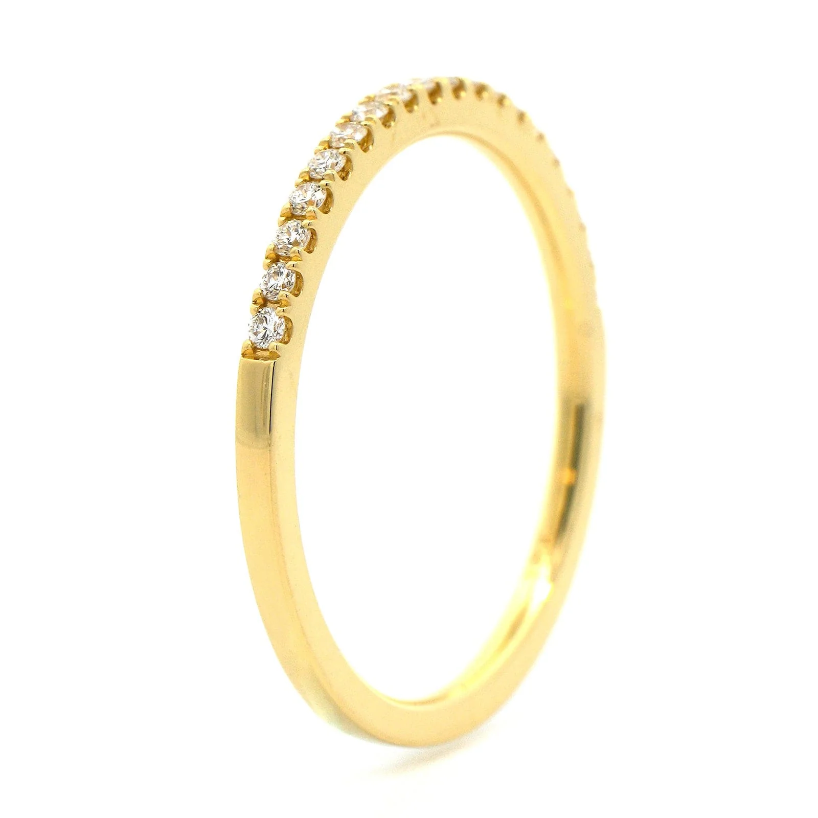 18K Yellow Gold Prong Set Round Diamond Wedding Ring - Image 2