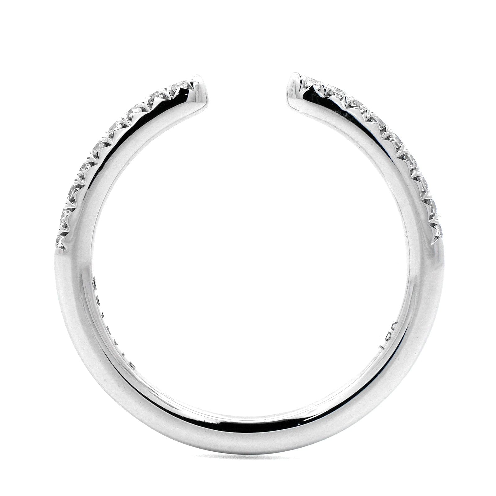 18K White Gold Open Gap Round Diamond Wedding Ring - Image 3
