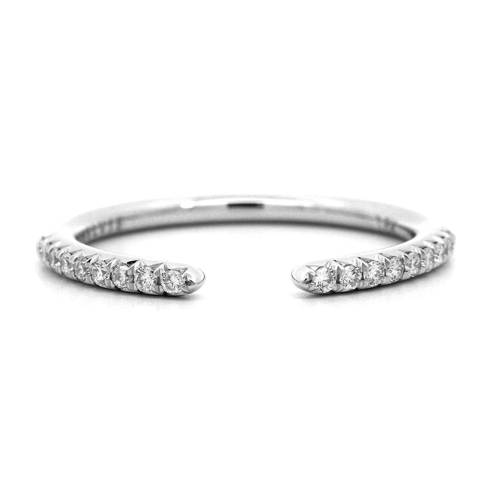 18K White Gold Open Gap Round Diamond Wedding Ring - Image 5