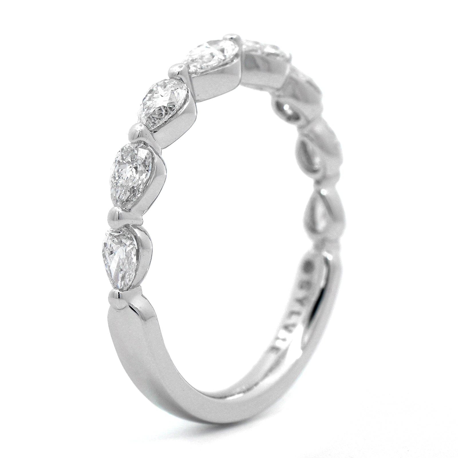 18K White Gold Single Prong Pear Shaped Diamond Wedding Ring - Image 2