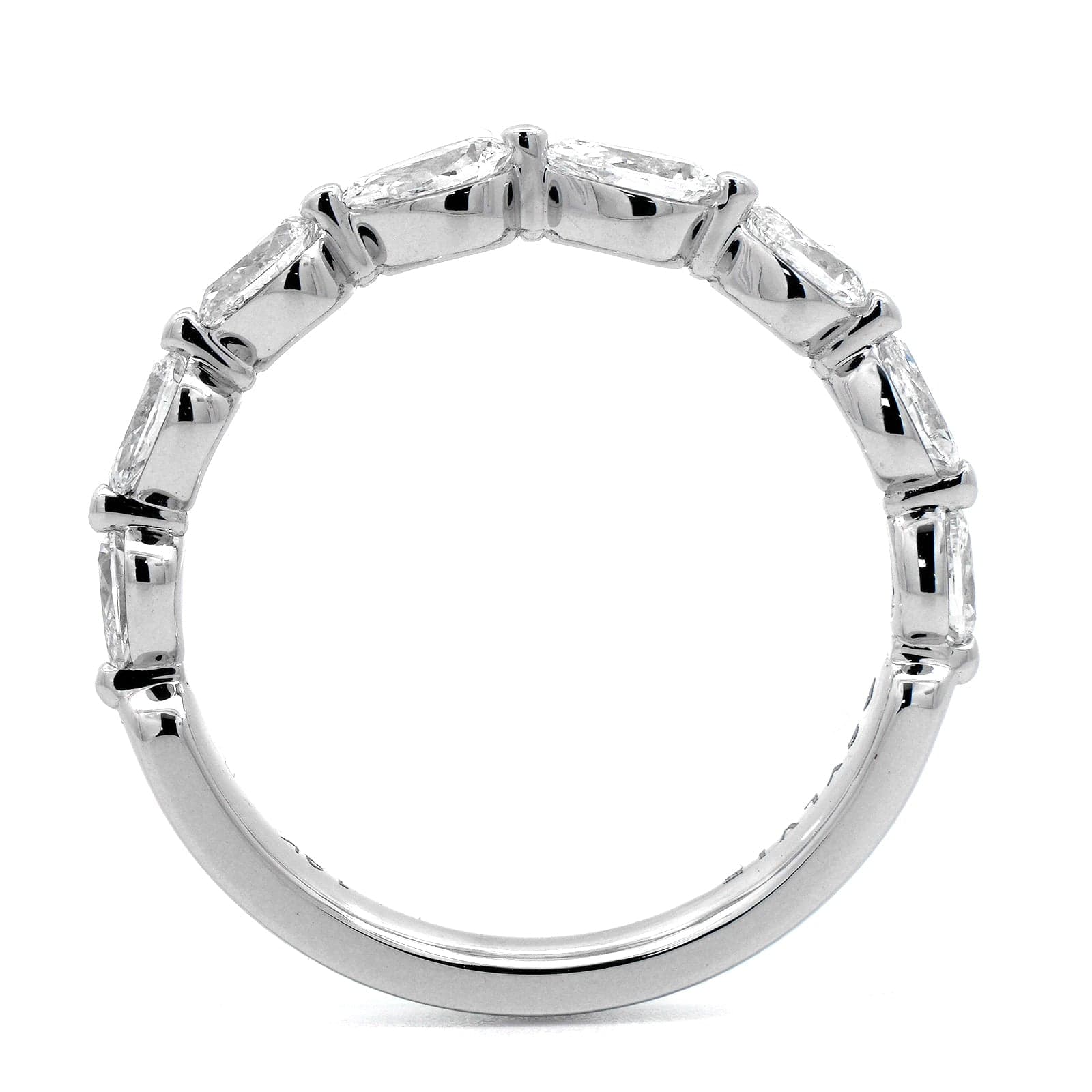 18K White Gold Single Prong Pear Shaped Diamond Wedding Ring - Image 3
