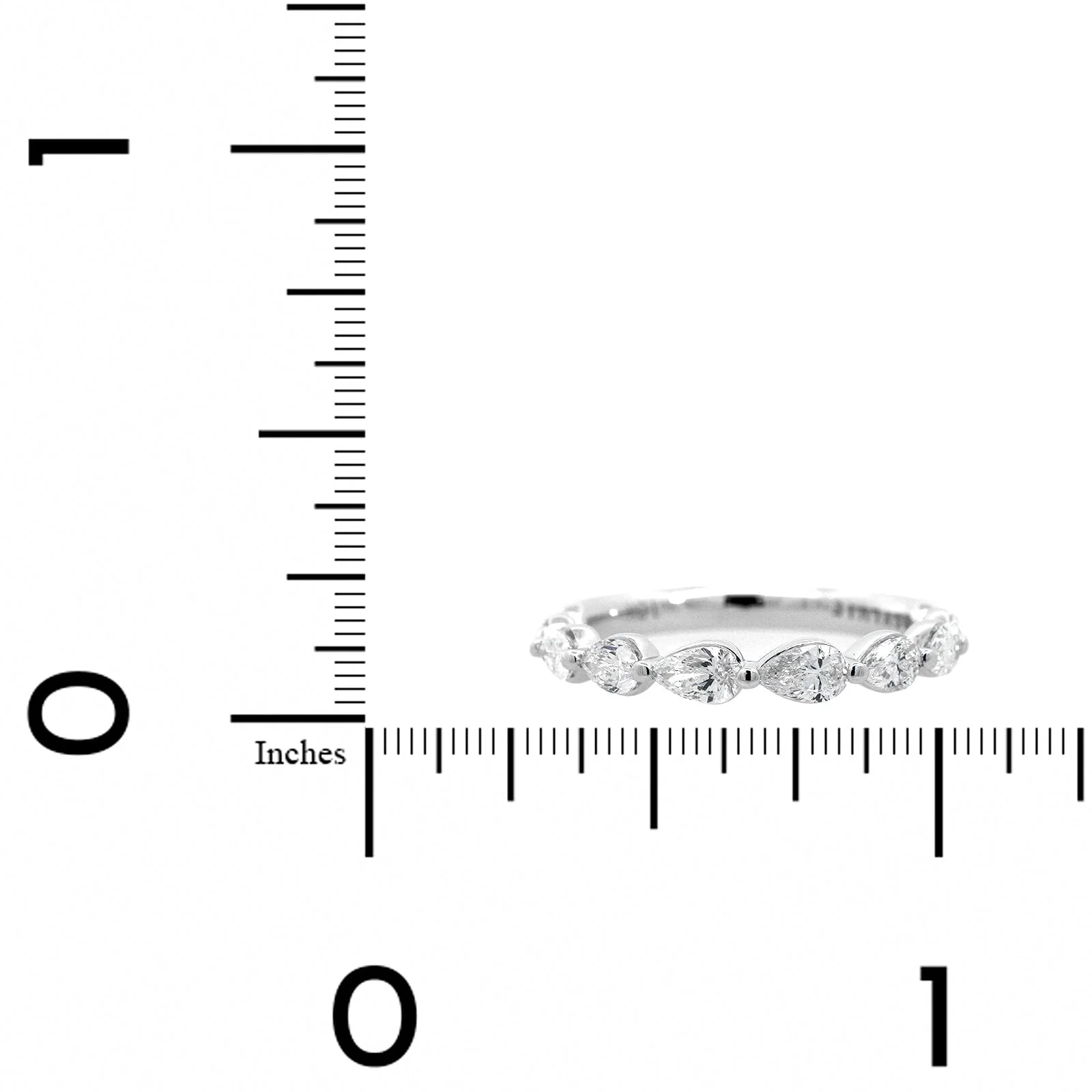 18K White Gold Single Prong Pear Shaped Diamond Wedding Ring - Image 4