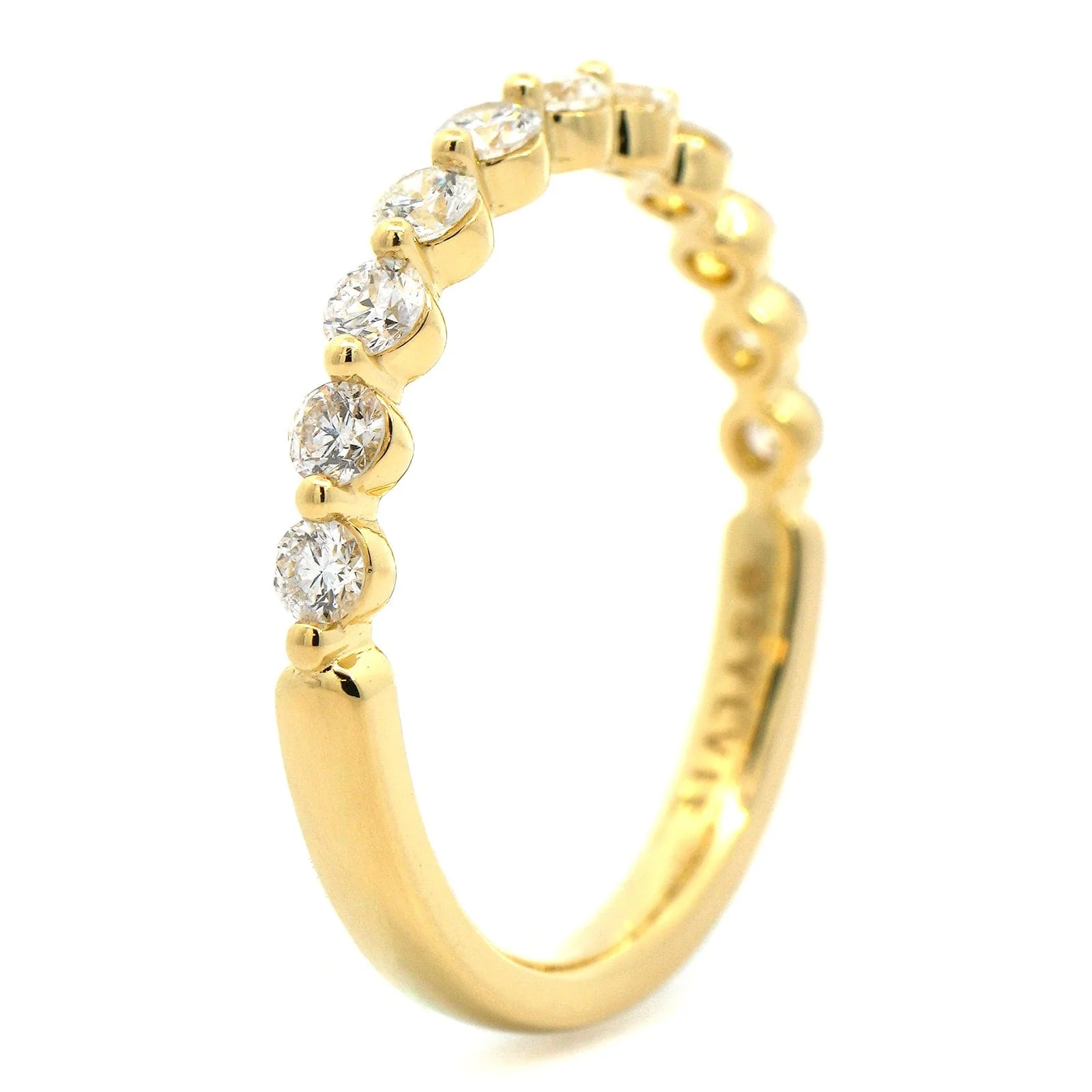 18K Yellow Gold Single Prong Round Diamond Wedding Ring - Image 2