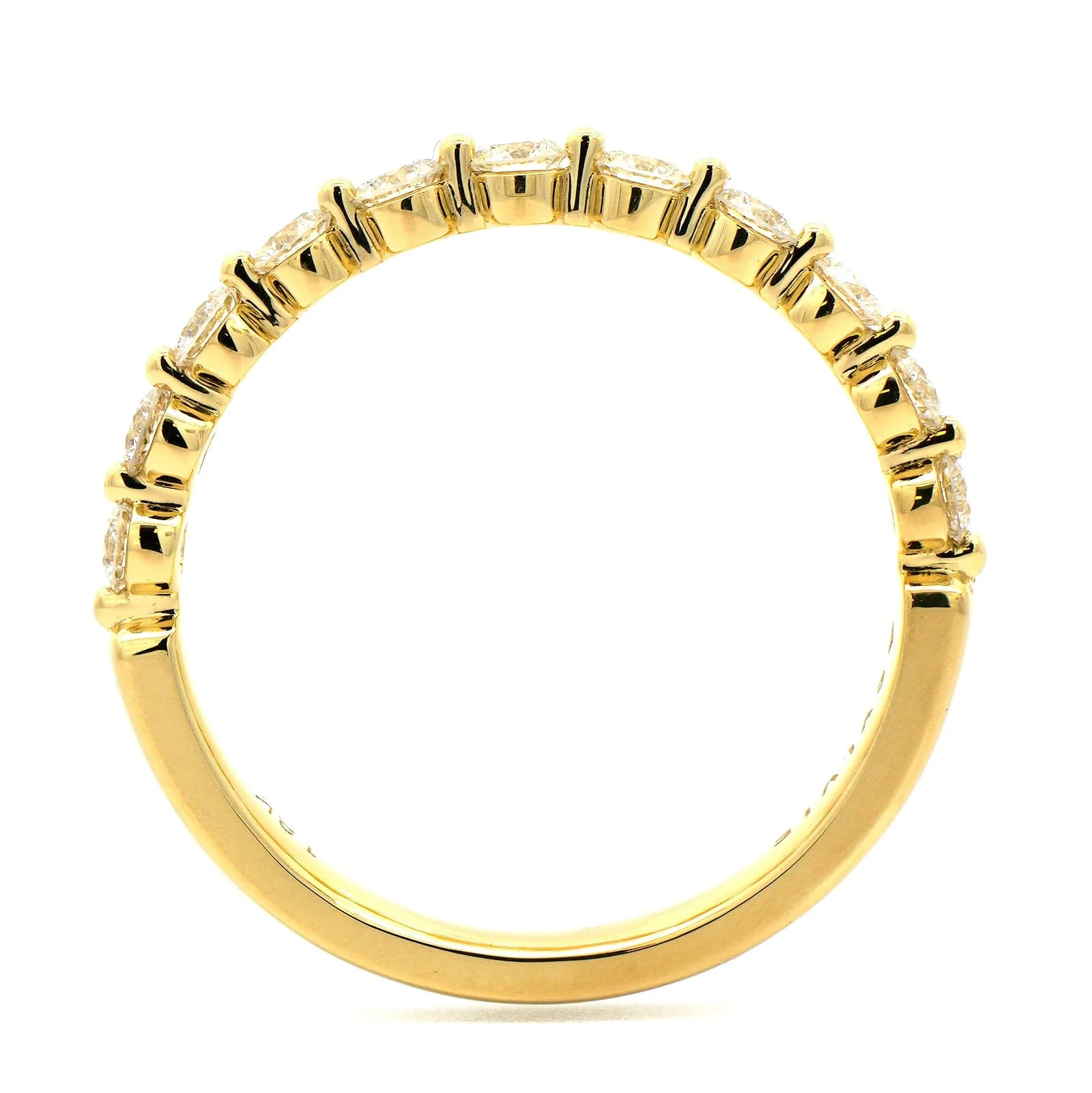 18K Yellow Gold Single Prong Round Diamond Wedding Ring - Image 3