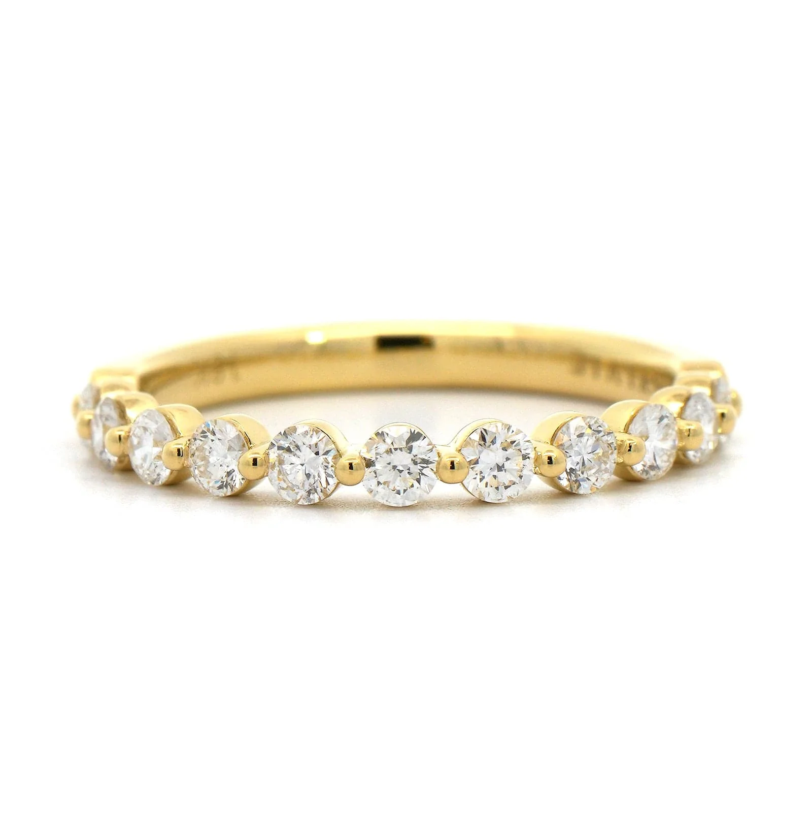 18K Yellow Gold Single Prong Round Diamond Wedding Ring - Image 5
