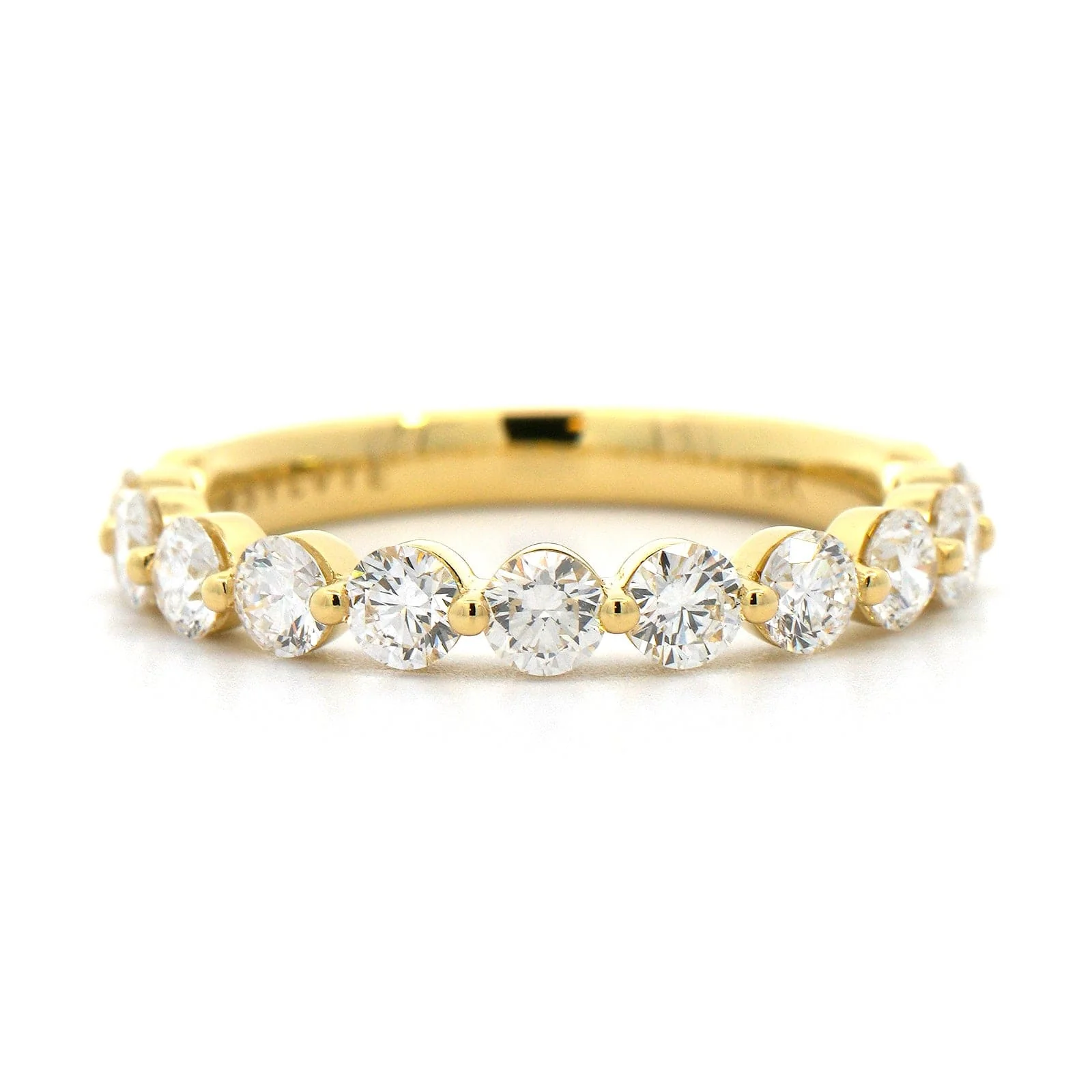 18K Yellow Gold Single Prong Round Diamond Wedding Ring