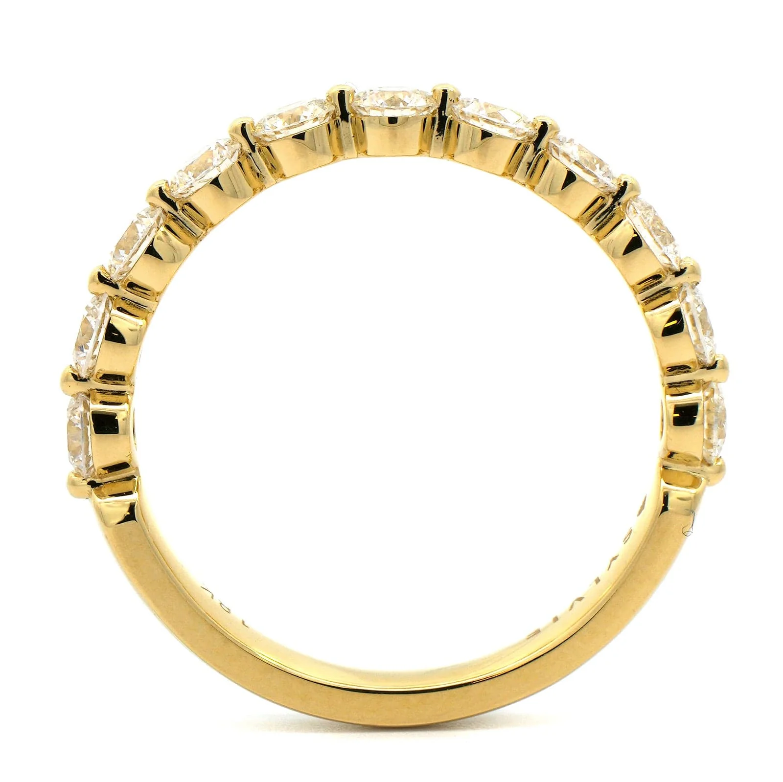 18K Yellow Gold Single Prong Round Diamond Wedding Ring - Image 3