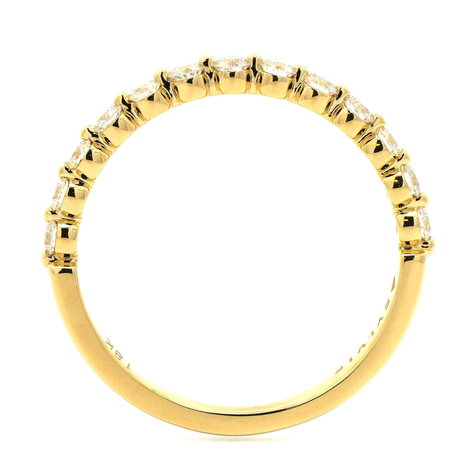 18K Yellow Gold Single Prong Round Diamond Wedding Ring - Image 3