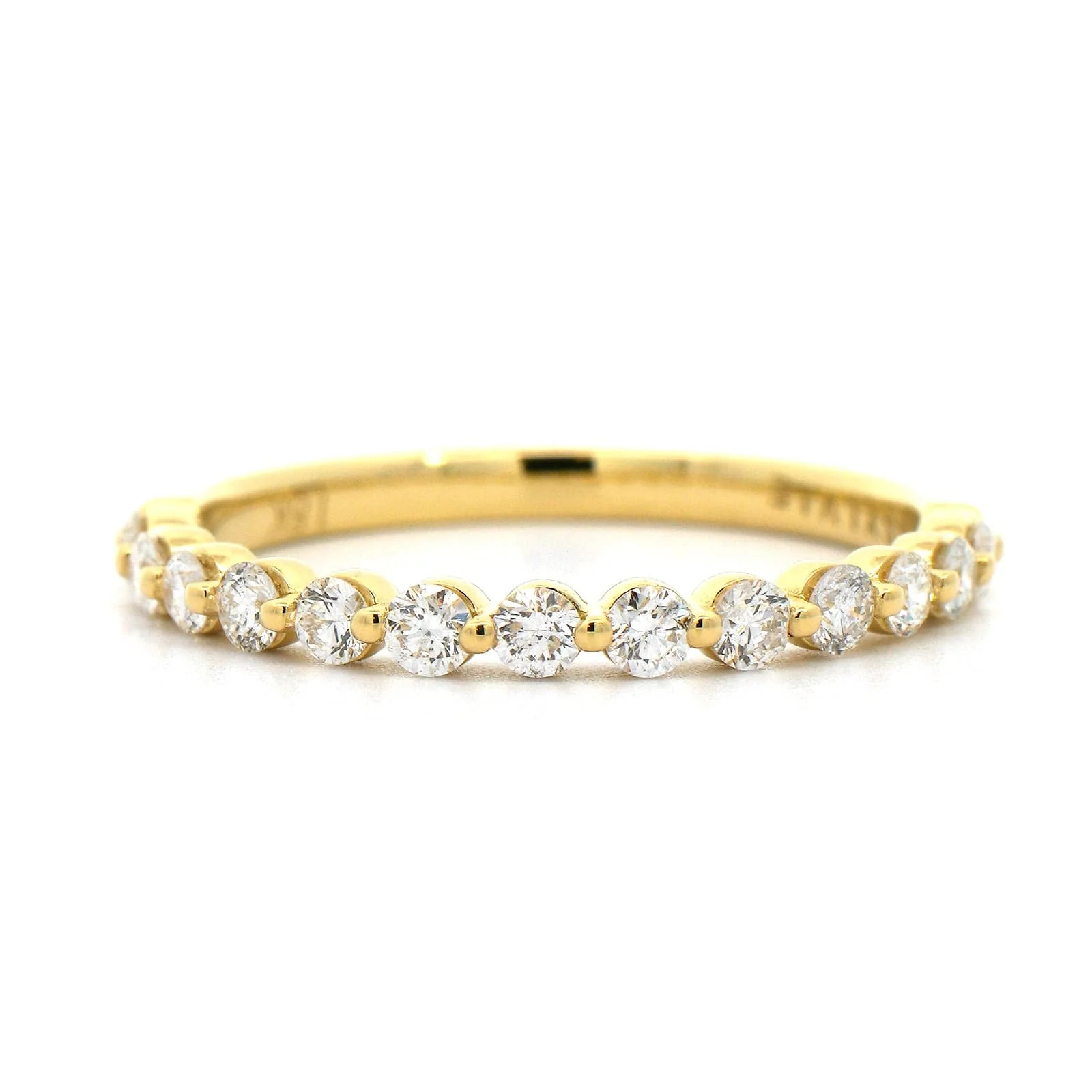 18K Yellow Gold Single Prong Round Diamond Wedding Ring - Image 5