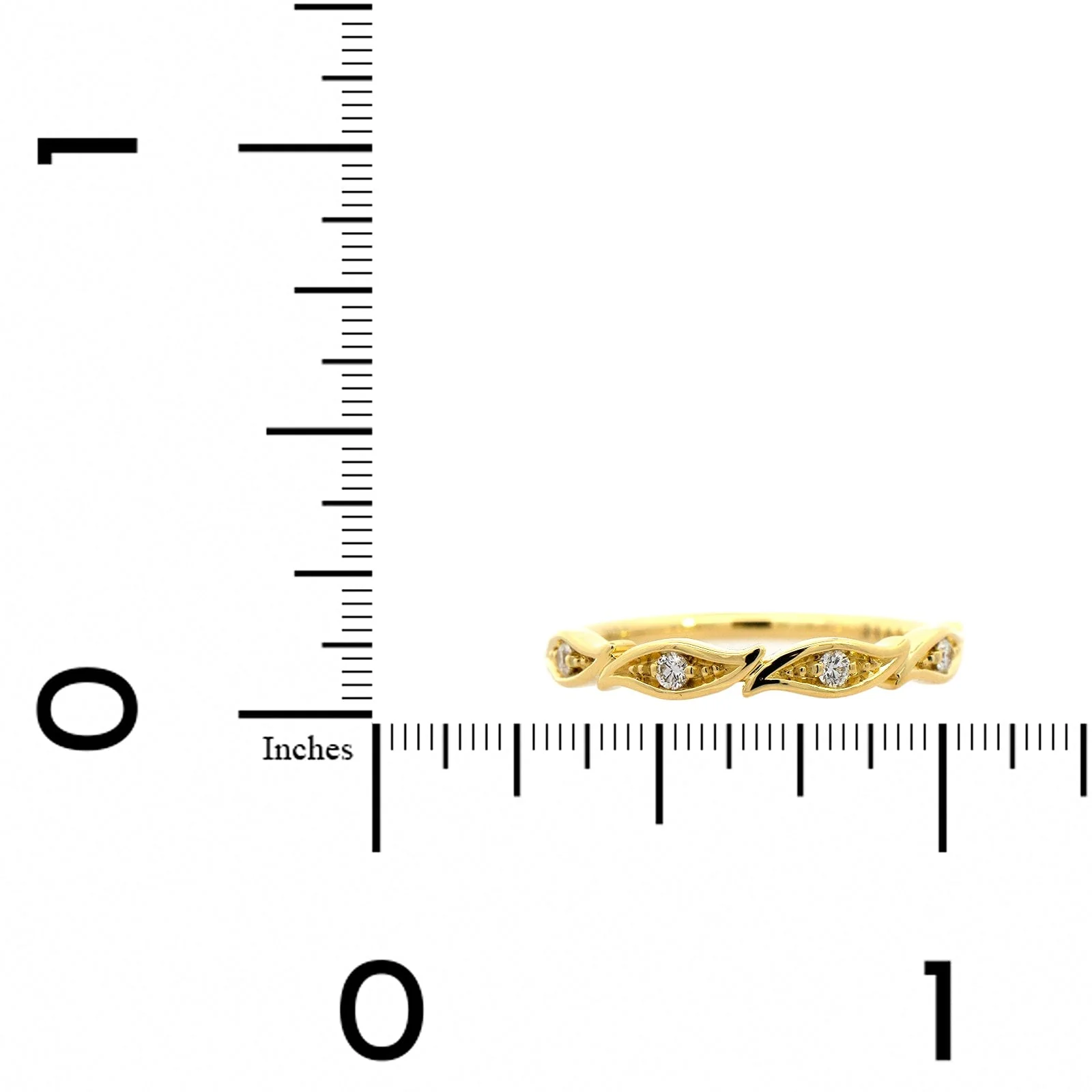 18K Yellow Gold Wave Style Diamond Wedding Ring - Image 4