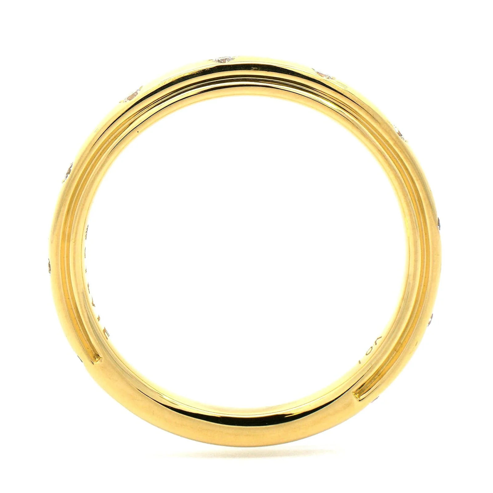 18K Yellow Gold Burnished Set Diamond Wedding Ring - Image 3