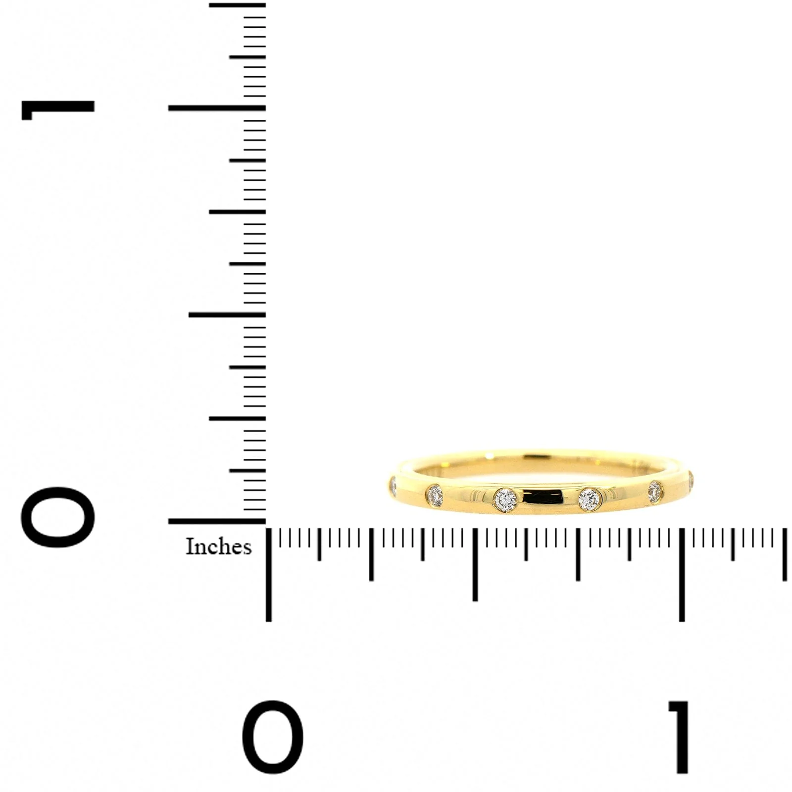 18K Yellow Gold Burnished Set Diamond Wedding Ring - Image 4