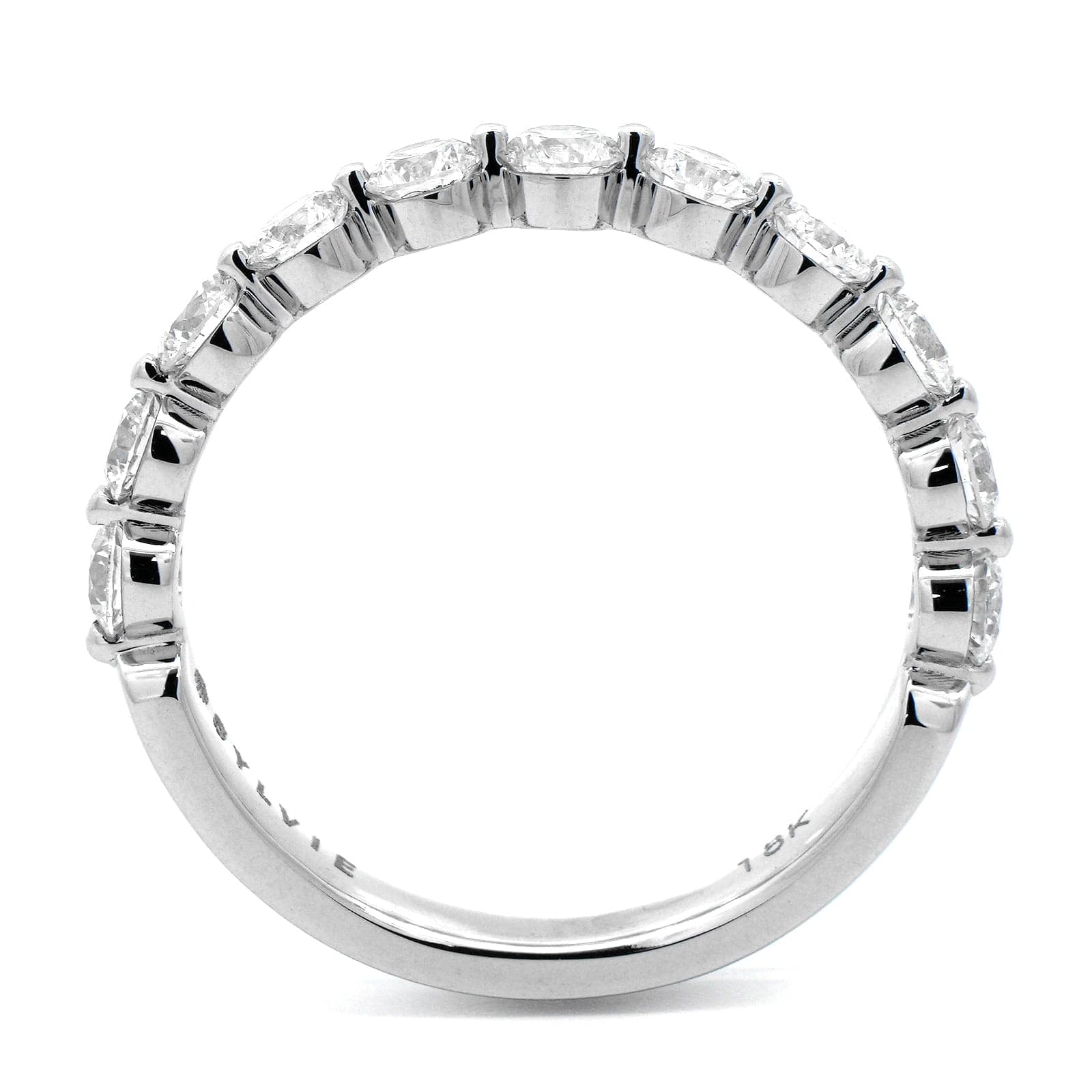 18K White Gold Single Prong Diamond Wedding Ring - Image 3