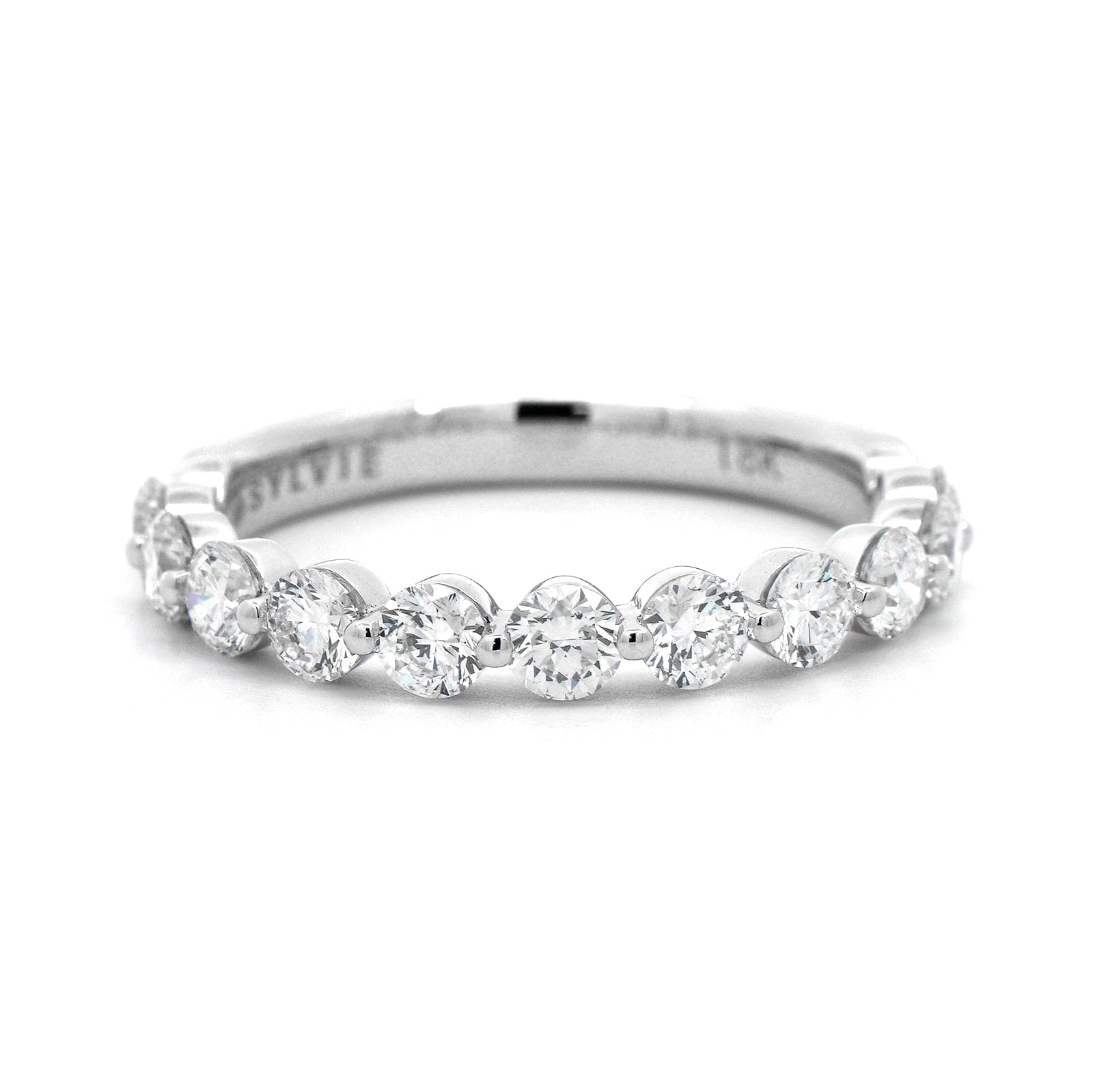 18K White Gold Single Prong Diamond Wedding Ring - Image 5