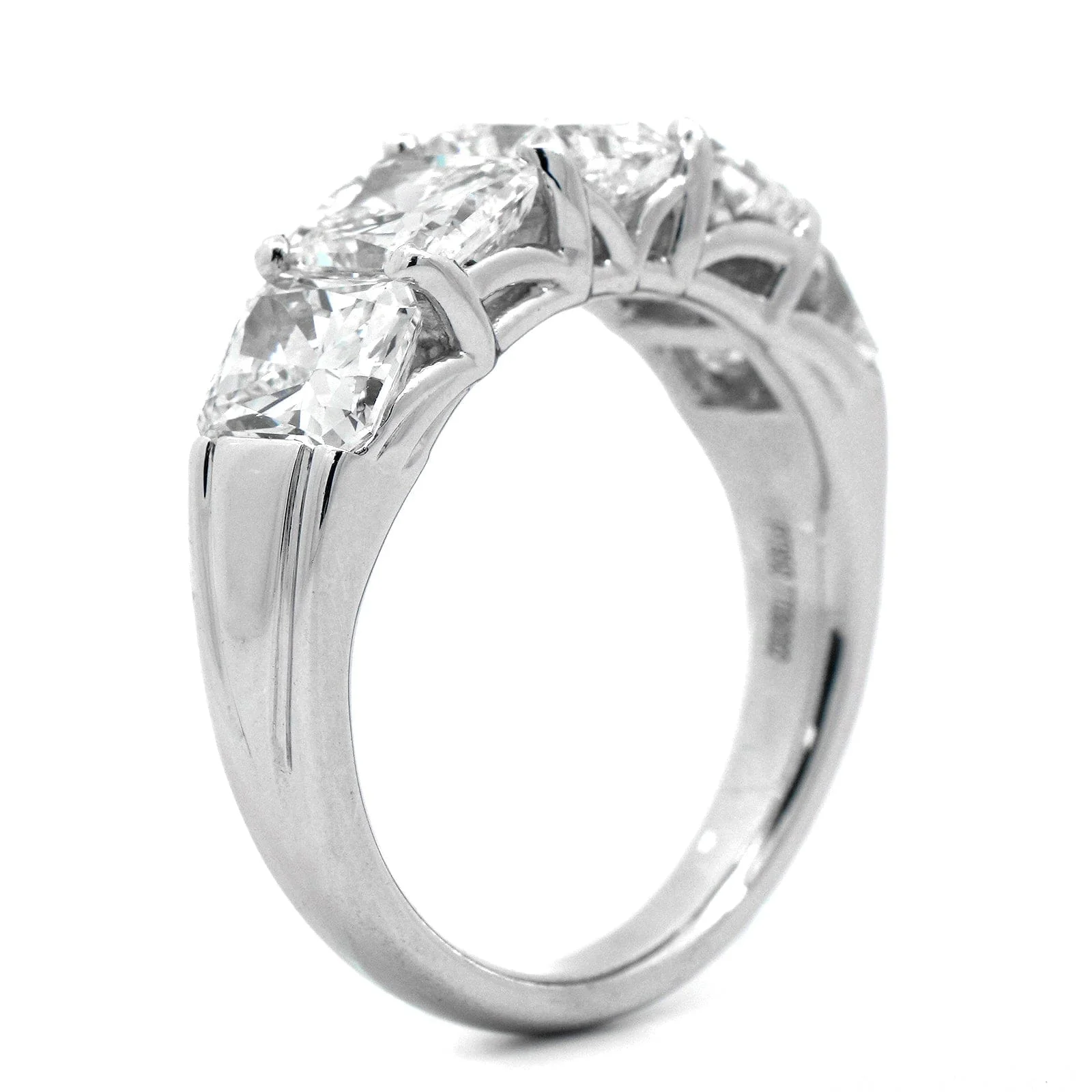 Platinum 5 Stone Shared Prong Radiant Cut Diamond Ring - Image 2