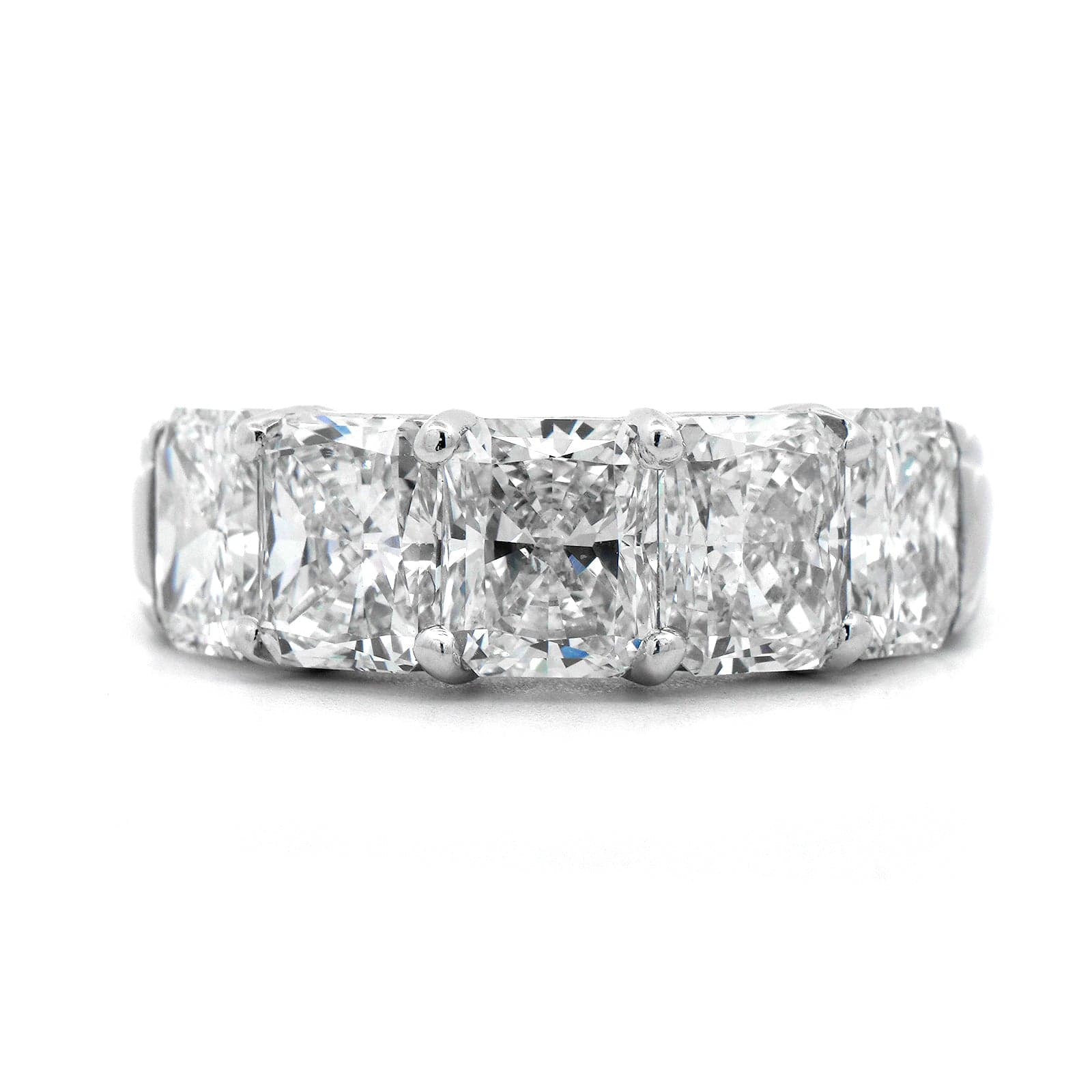 Platinum 5 Stone Shared Prong Radiant Cut Diamond Ring - Image 5