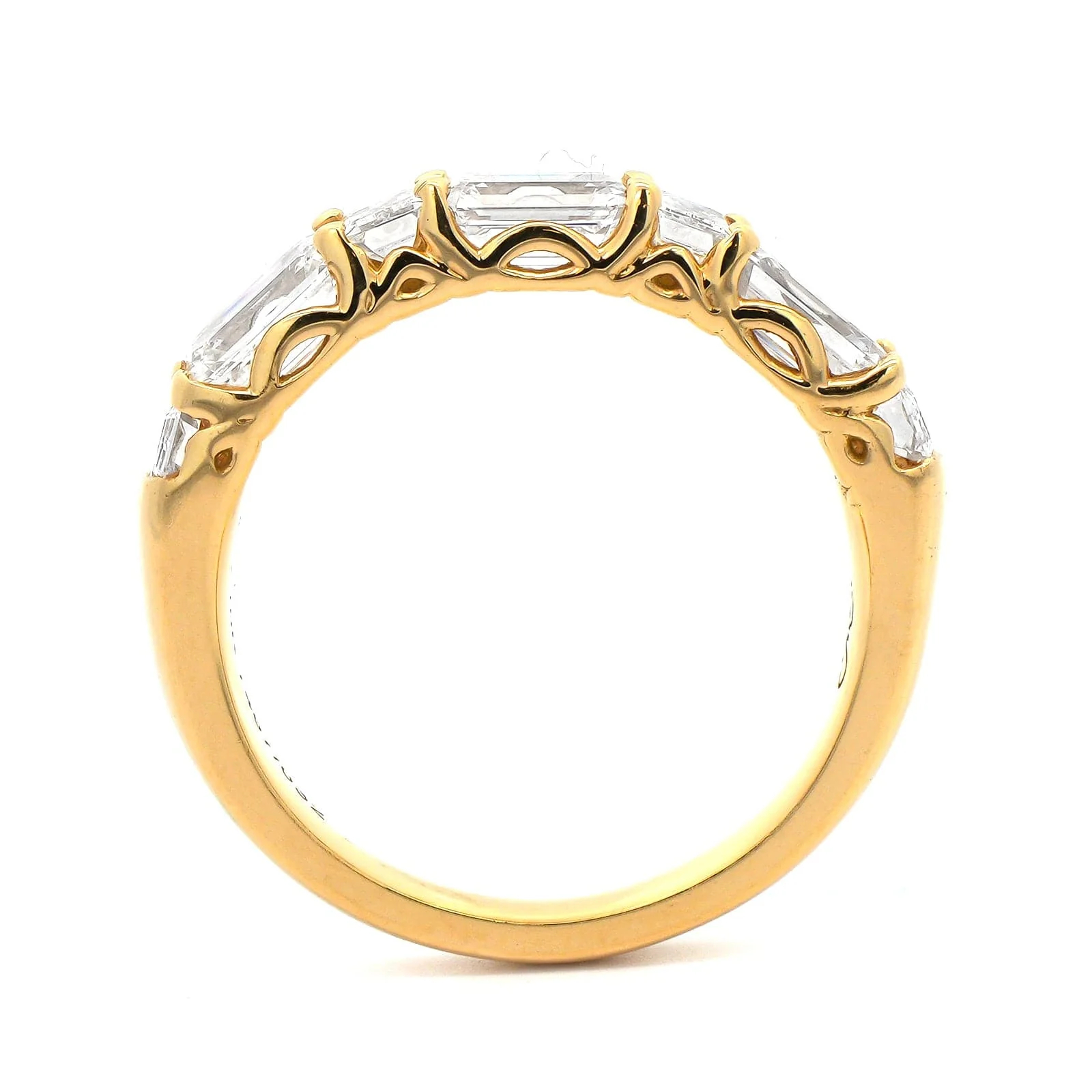 18K Yellow Gold 7 Stone Emerald Cut 2CTW Diamond Band - Image 3