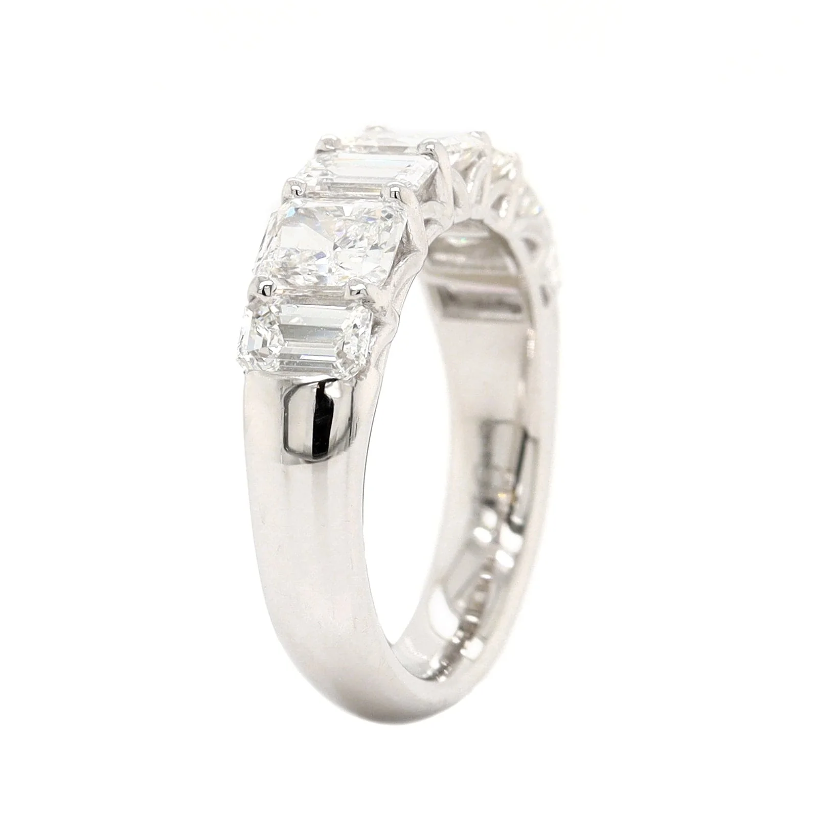 Platinum 7 Stone Radiant and Emerald Cut Diamond Band - Image 2