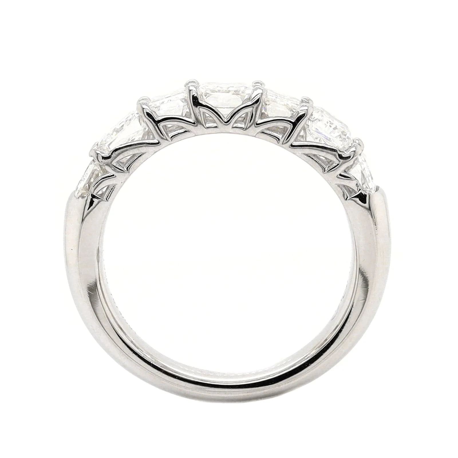 Platinum 7 Stone Radiant and Emerald Cut Diamond Band - Image 3
