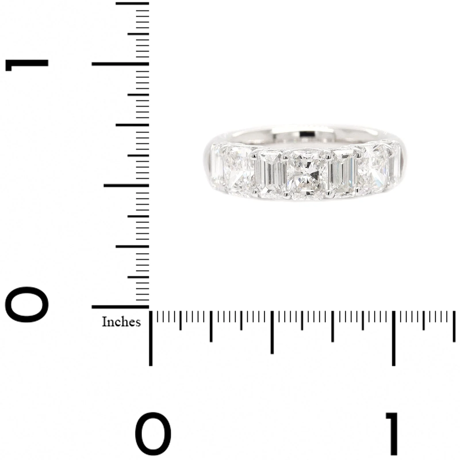 Platinum 7 Stone Radiant and Emerald Cut Diamond Band - Image 4