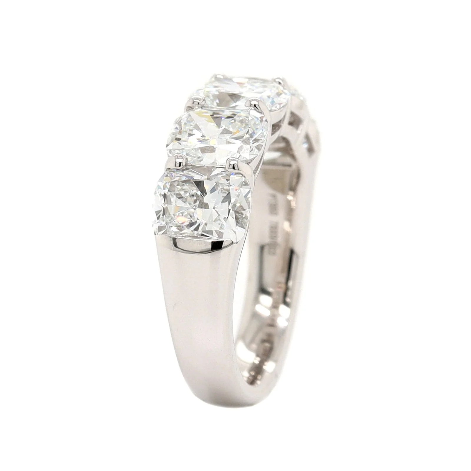 Platinum 5 Stone Cushion Cut Diamond Band - Image 2