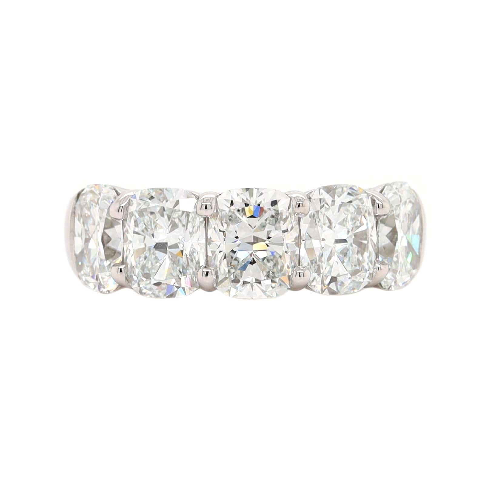 Platinum 5 Stone Cushion Cut Diamond Band - Image 5